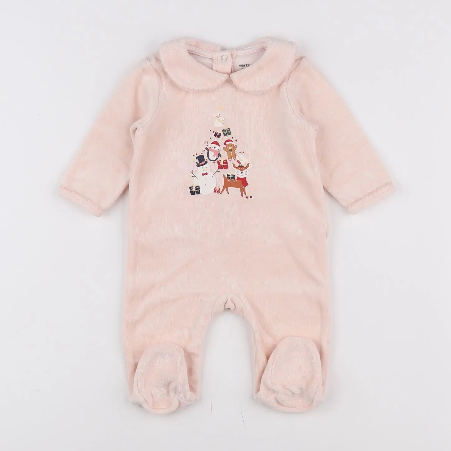 Vertbaudet - pyjama velours rose - 3 mois