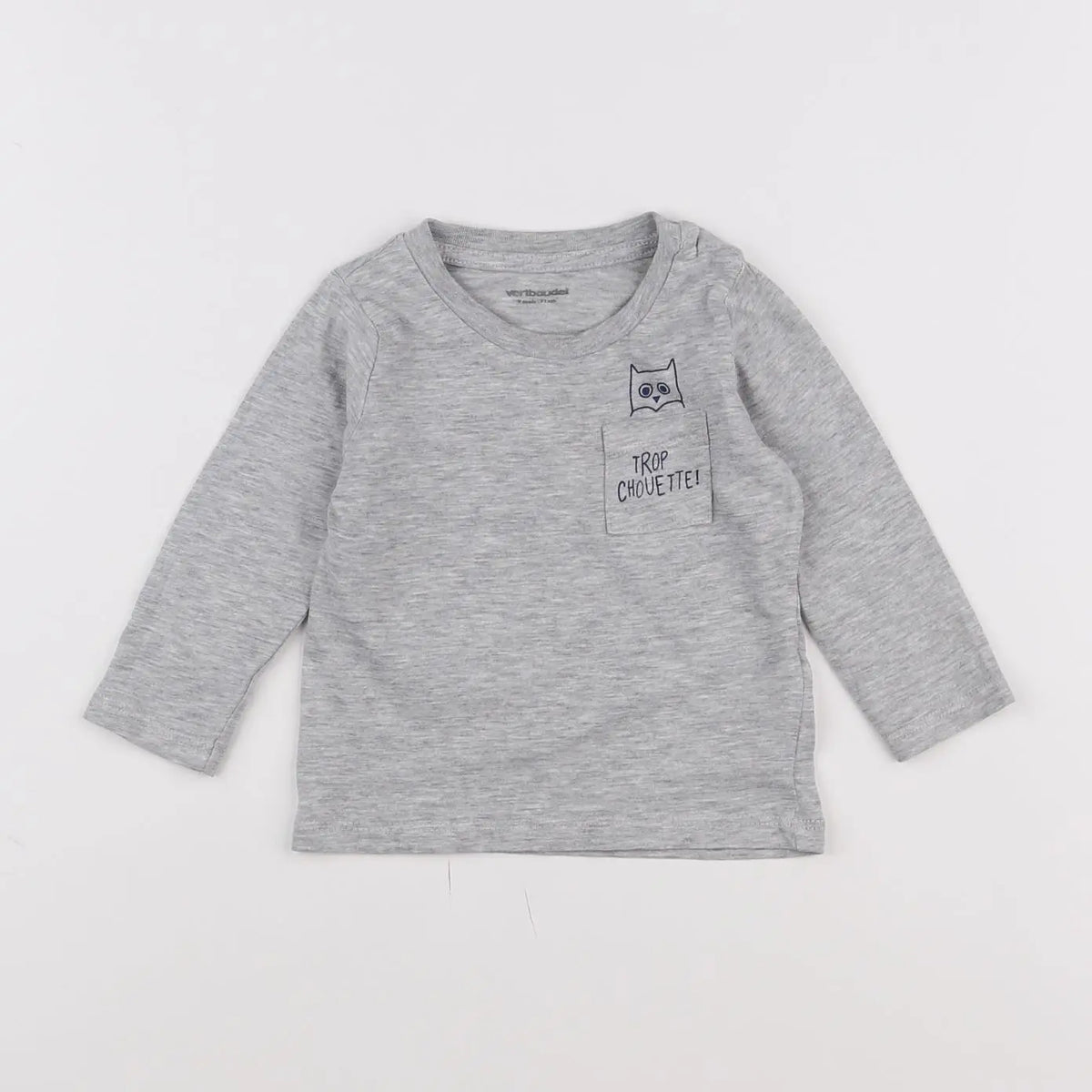 Vertbaudet - tee-shirt bleu, gris - 9 mois