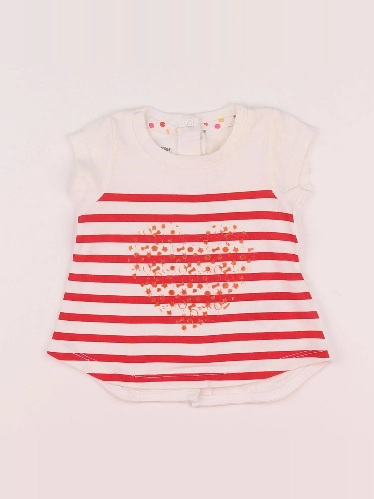 Vertbaudet - tee-shirt blanc, rouge - 3 mois