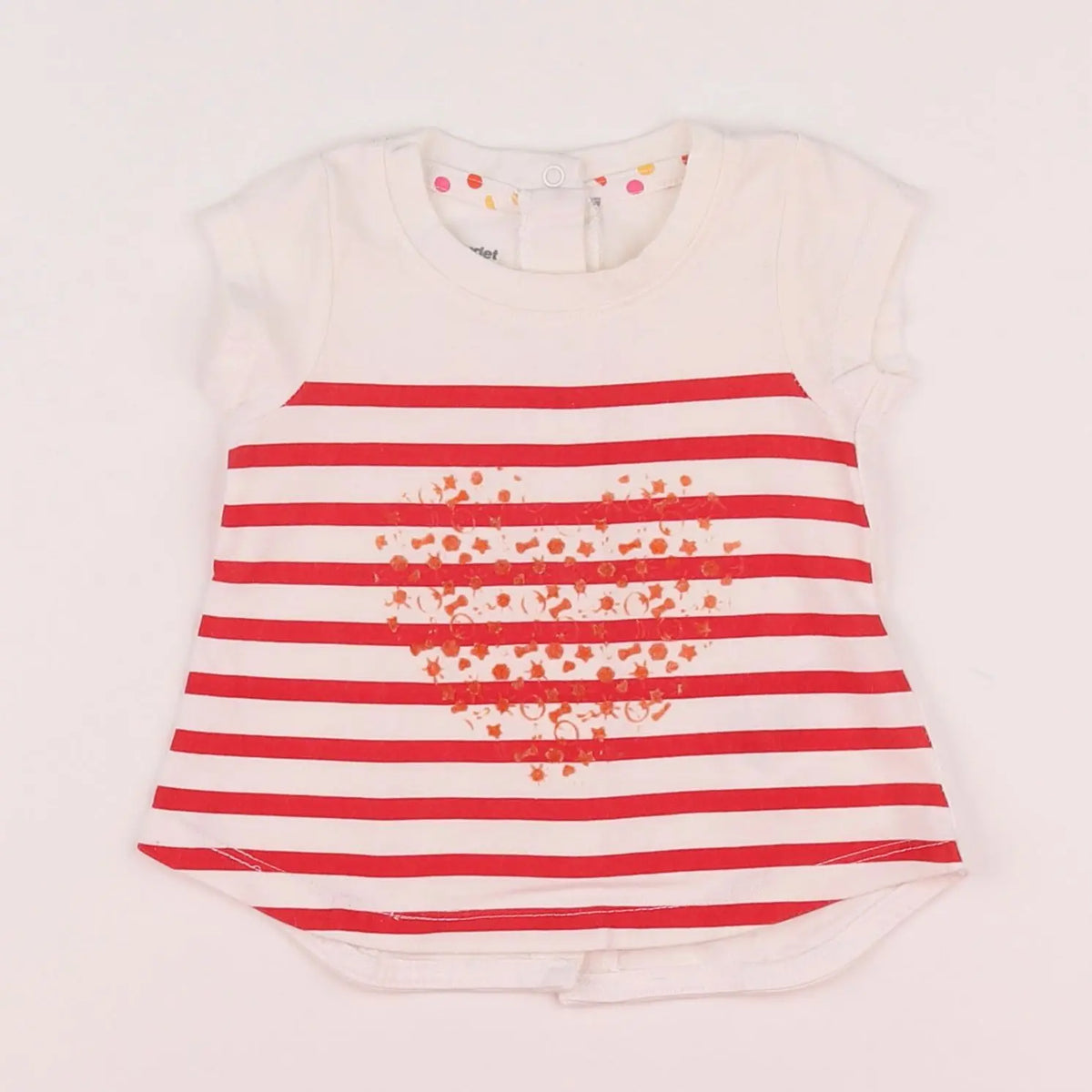 Vertbaudet - tee-shirt blanc, rouge - 3 mois