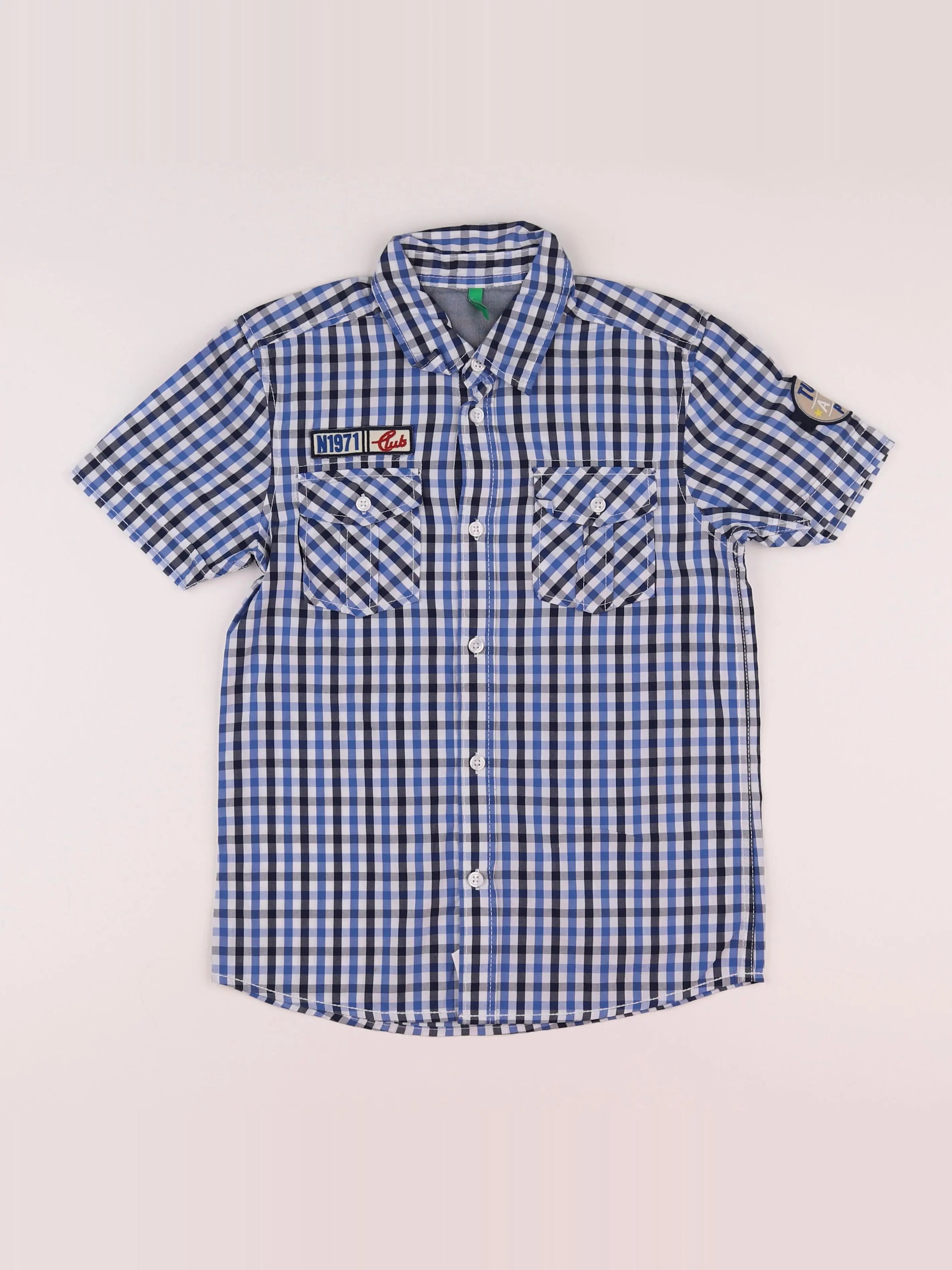 Benetton - chemise bleu - 8/9 ans