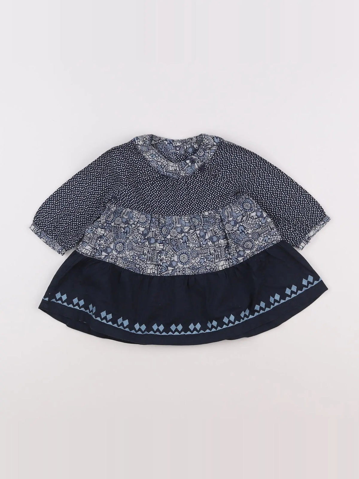 Vertbaudet - robe bleu, blanc - 6 mois