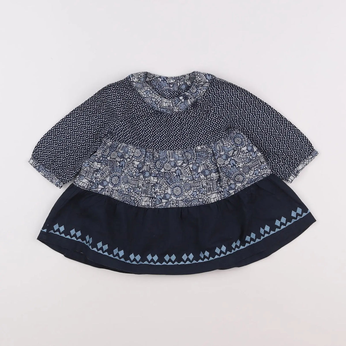 Vertbaudet - robe bleu, blanc - 6 mois
