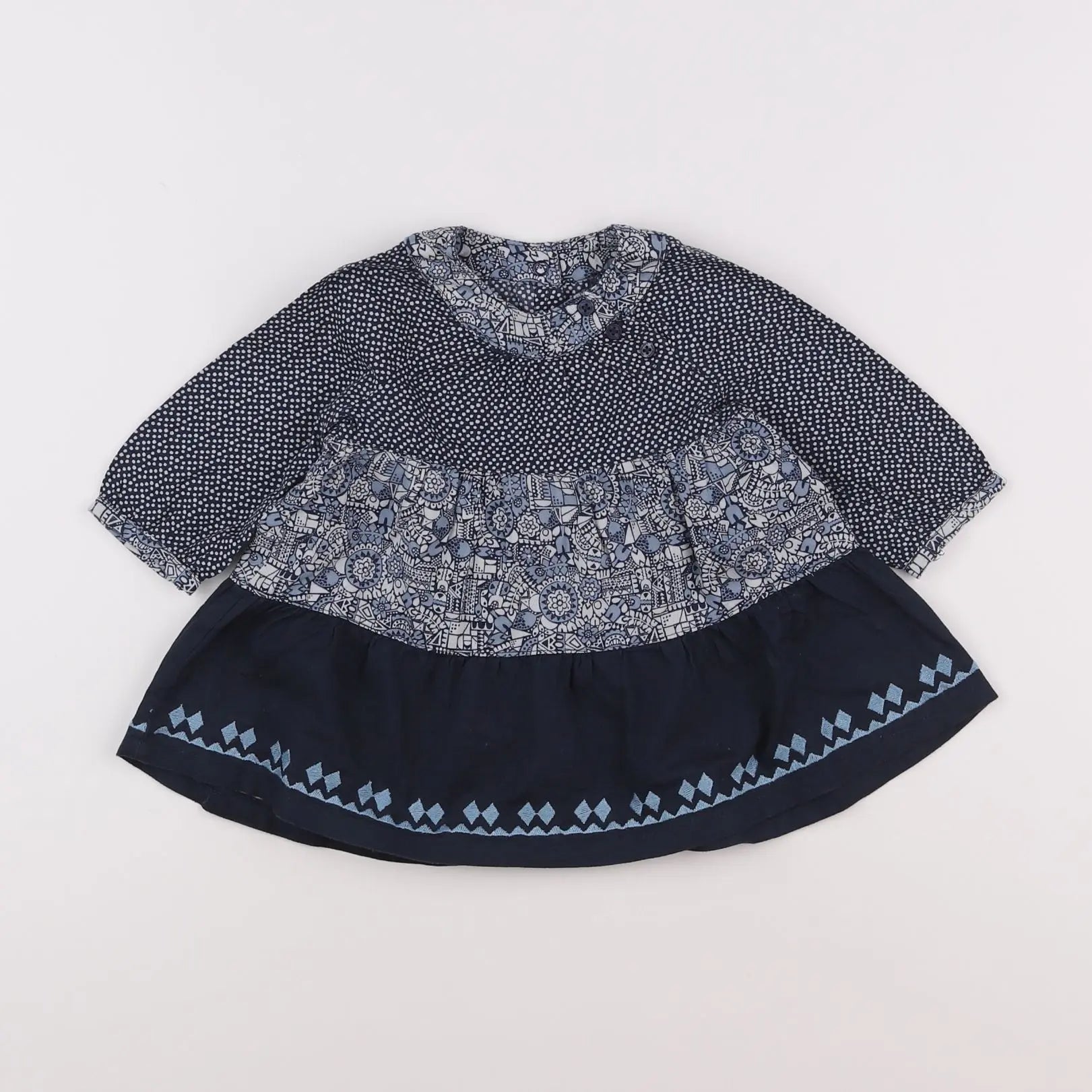 Vertbaudet - robe bleu, blanc - 6 mois