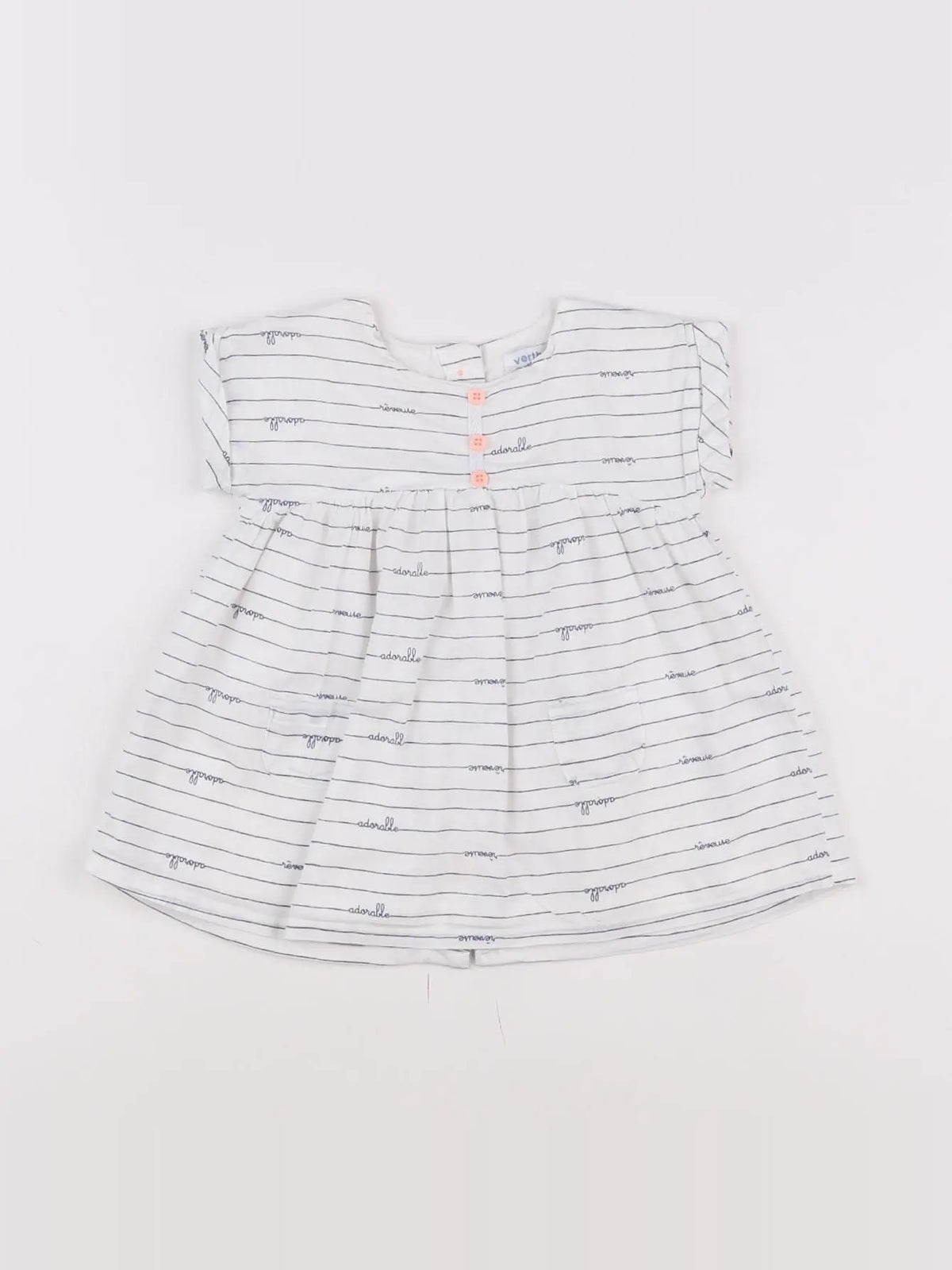 Vertbaudet - robe blanc, bleu - 3 mois