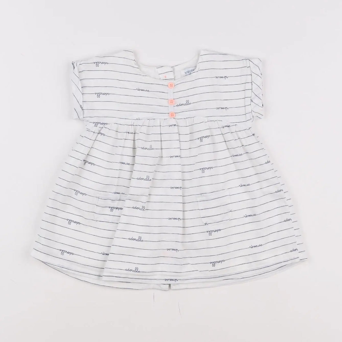 Vertbaudet - robe blanc, bleu - 3 mois