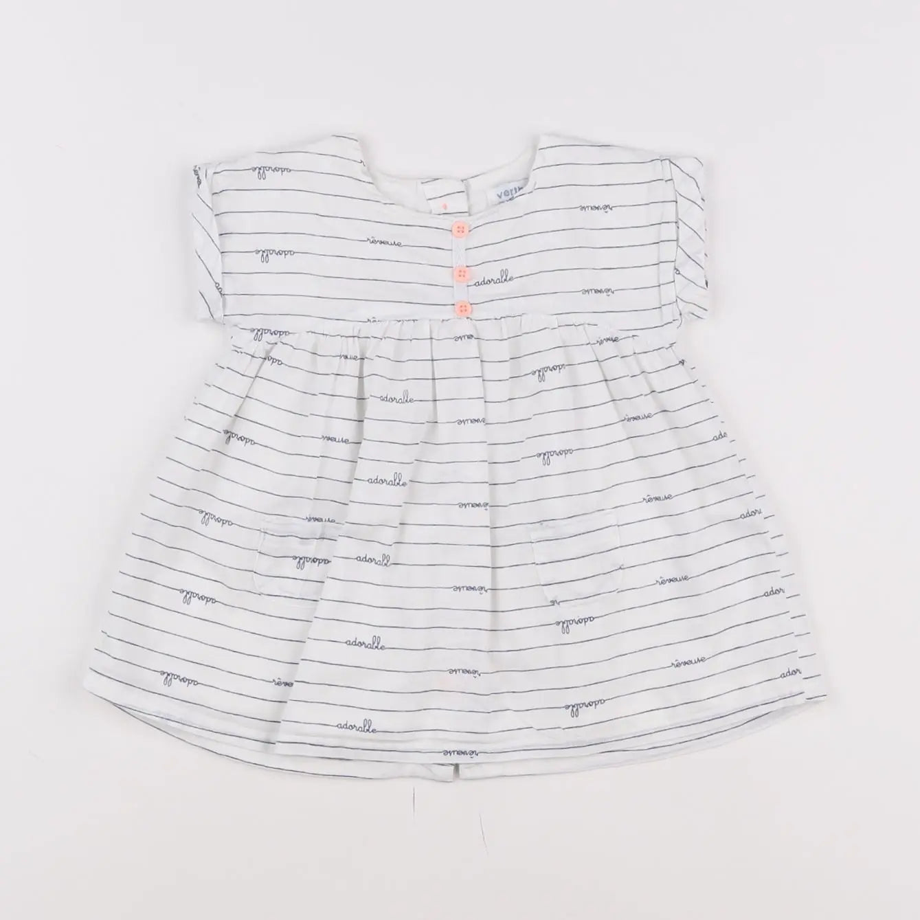 Vertbaudet - robe blanc, bleu - 3 mois