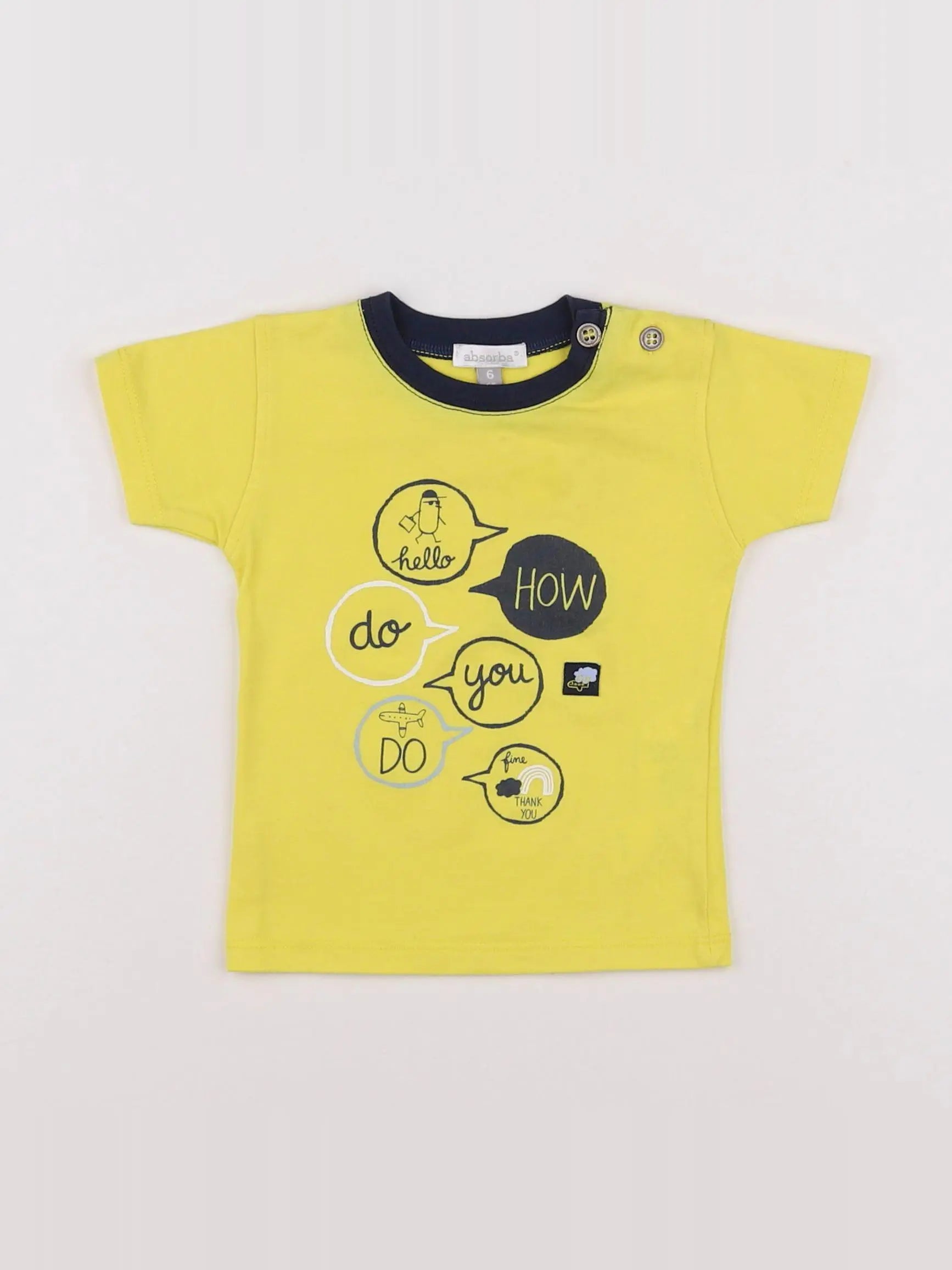 Absorba - tee-shirt jaune - 6 mois