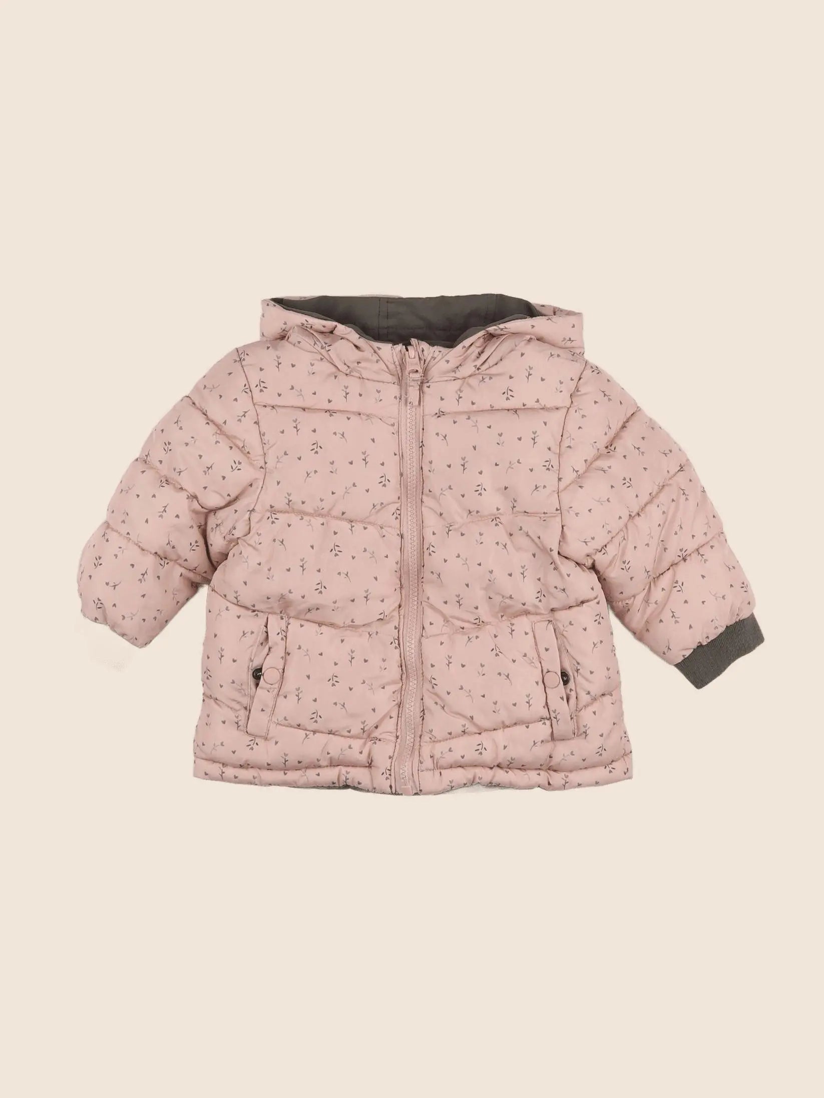 Vertbaudet - doudoune réversible marron, rose - 12 mois