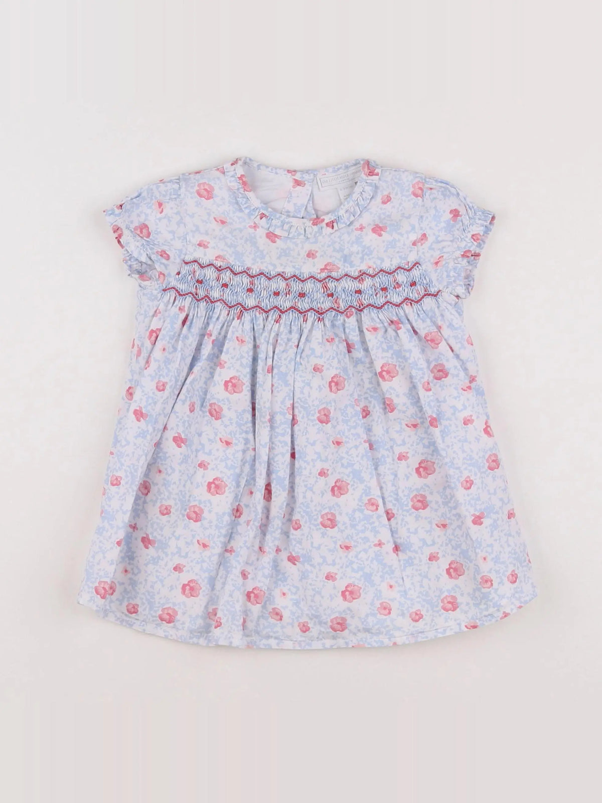 The little white company - robe bleu, rose - 6/9 mois