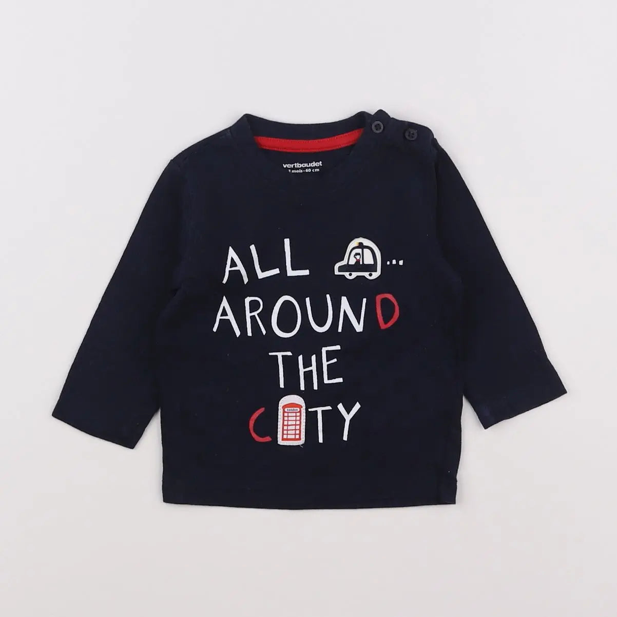 Vertbaudet - tee-shirt bleu - 3 mois