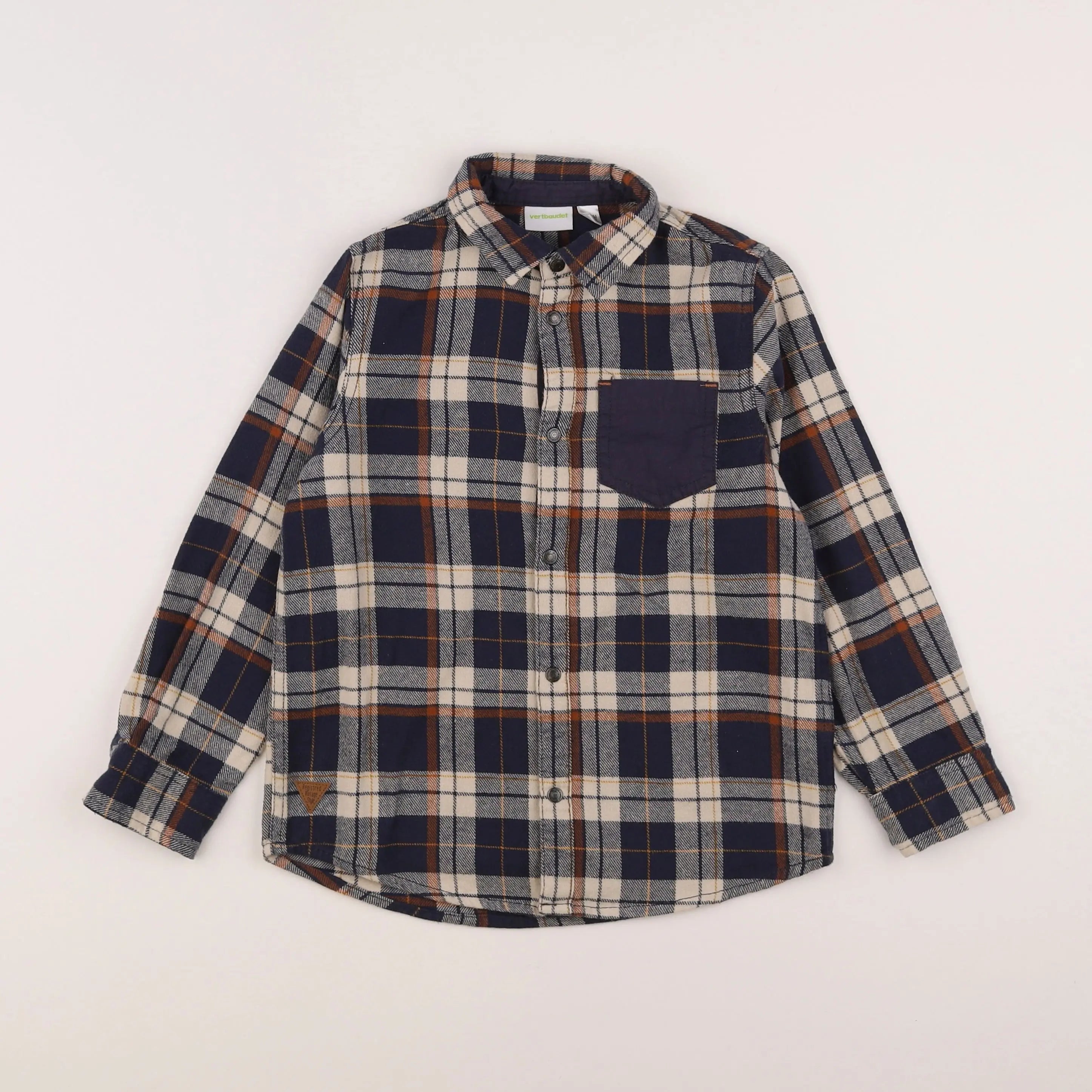 Vertbaudet - chemise bleu, beige - 8 ans