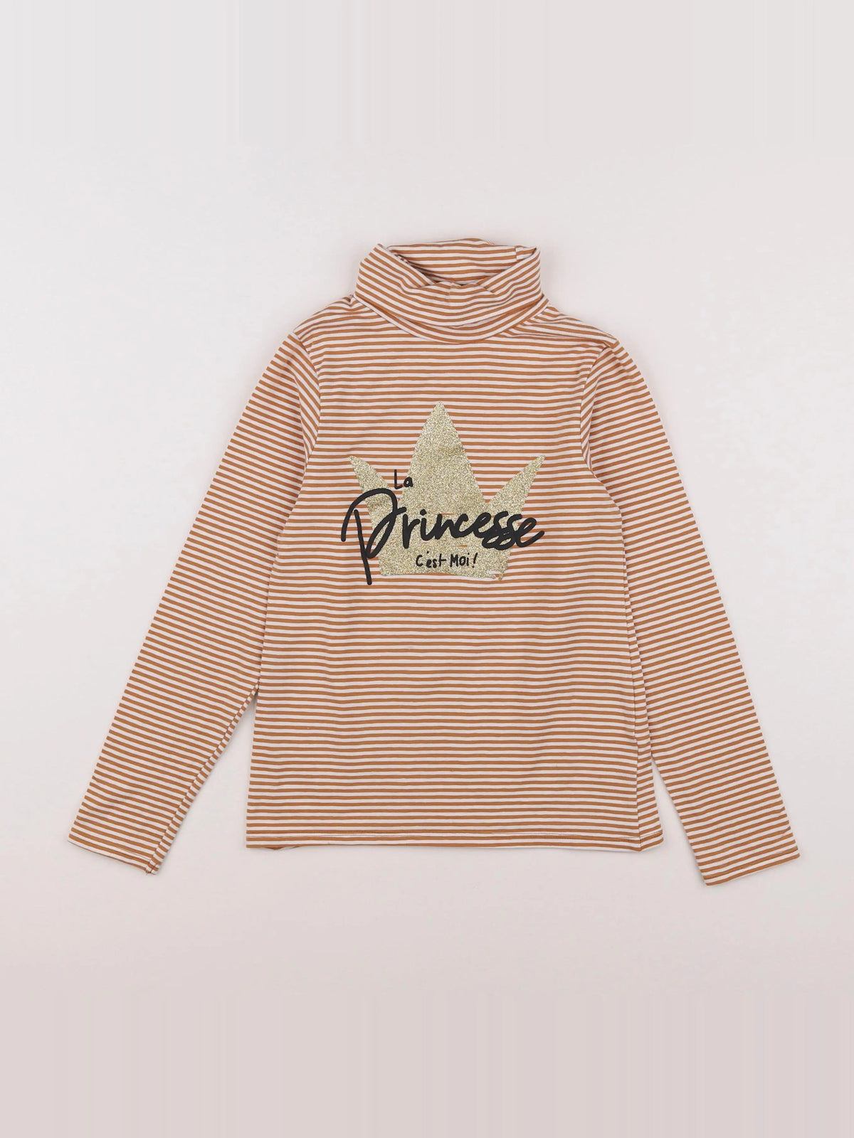 Vertbaudet - sous-pull blanc, orange - 8 ans