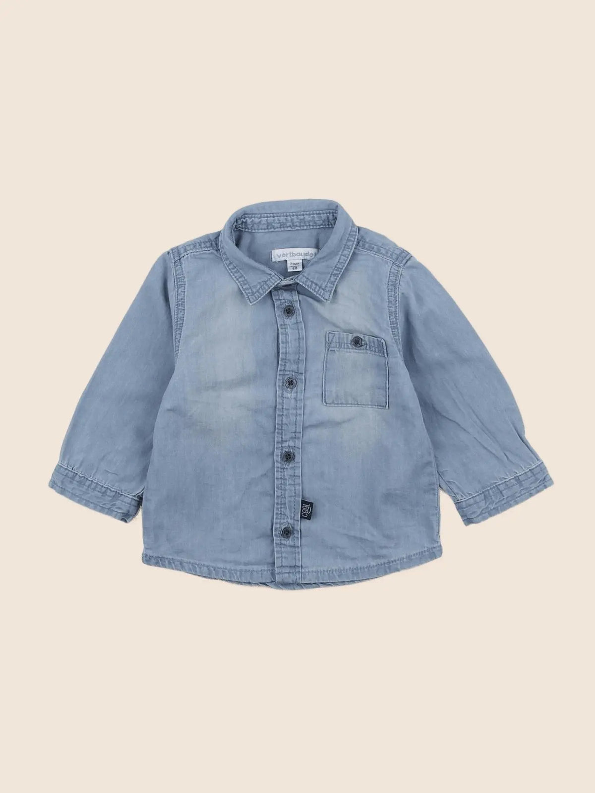 Vertbaudet - chemise bleu - 9 mois