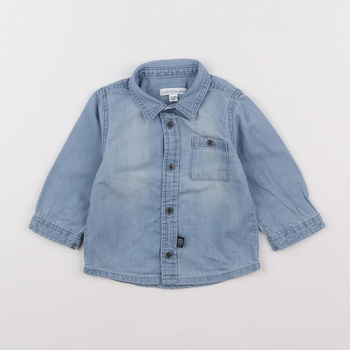 Vertbaudet - chemise bleu - 9 mois