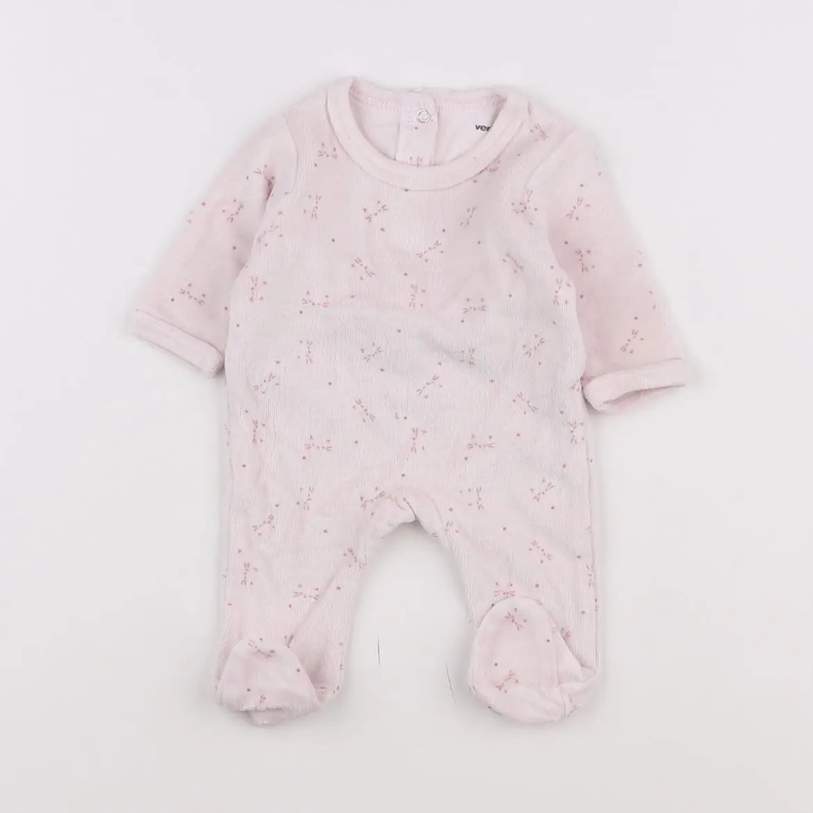 Vertbaudet - pyjama velours rose - 0 mois