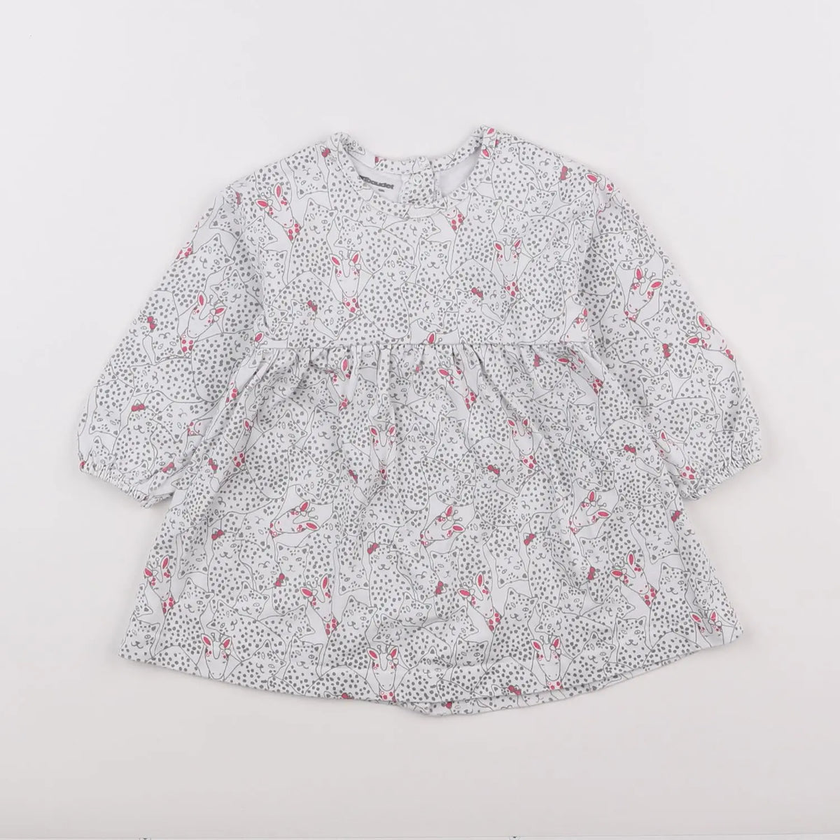 Vertbaudet - robe blanc, gris - 12 mois