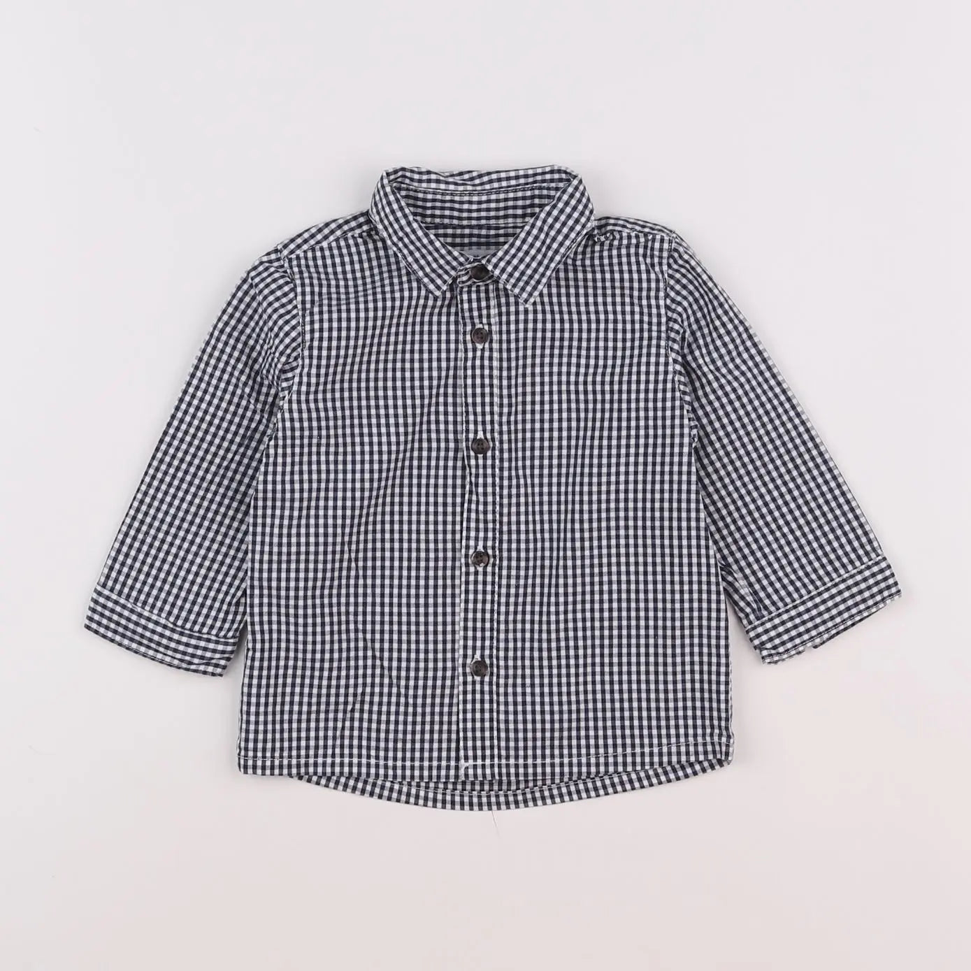 Vertbaudet - chemise blanc, bleu - 9 mois
