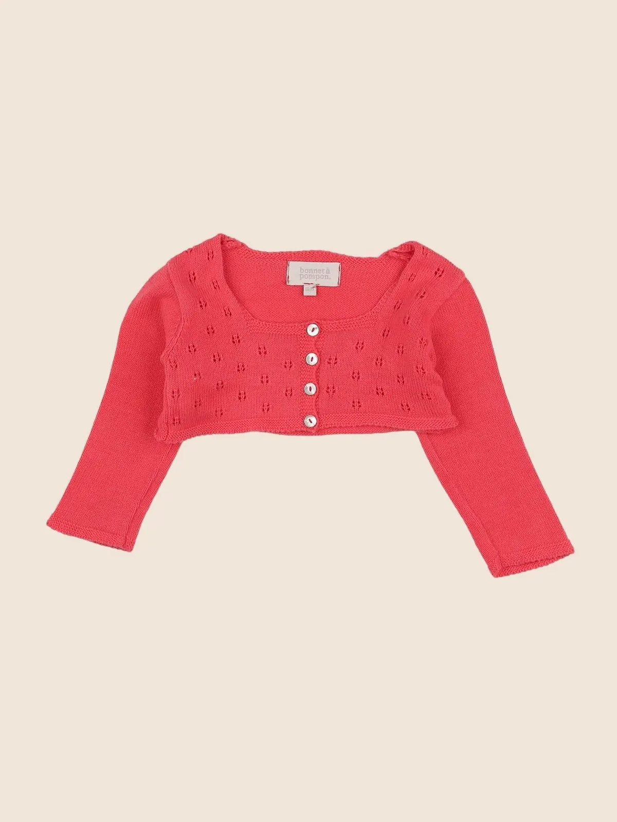 Bonnet à Pompon - gilet rose - 18 mois