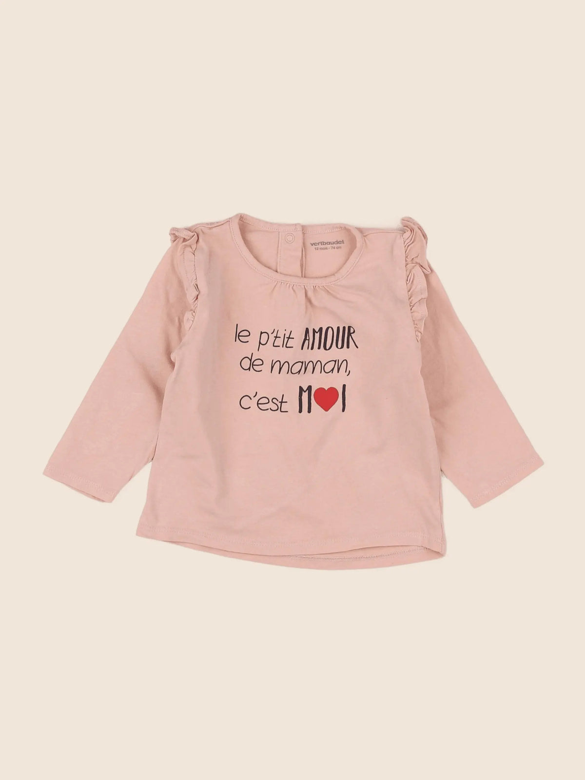 Vertbaudet - tee-shirt rose - 12 mois