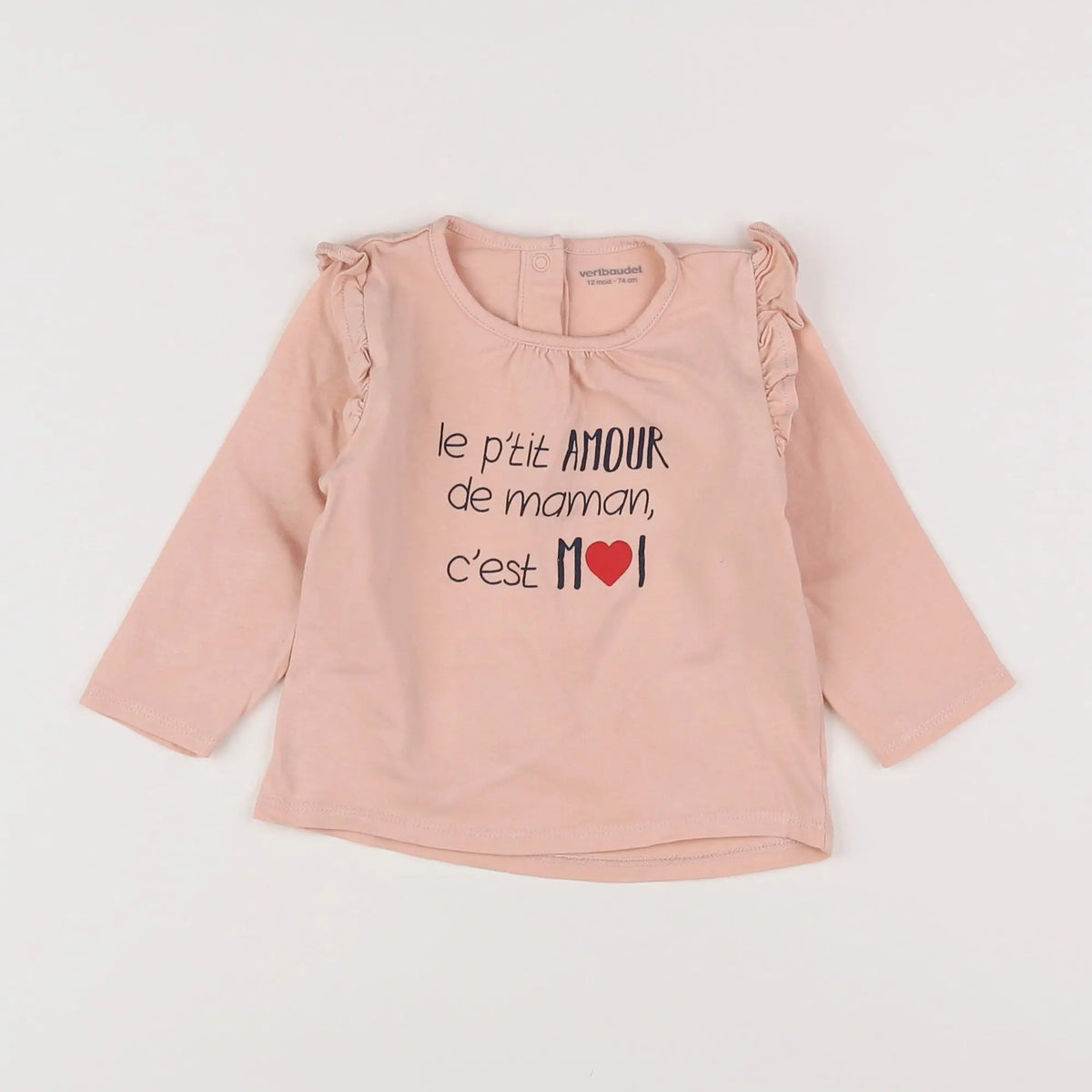 Vertbaudet - tee-shirt rose - 12 mois