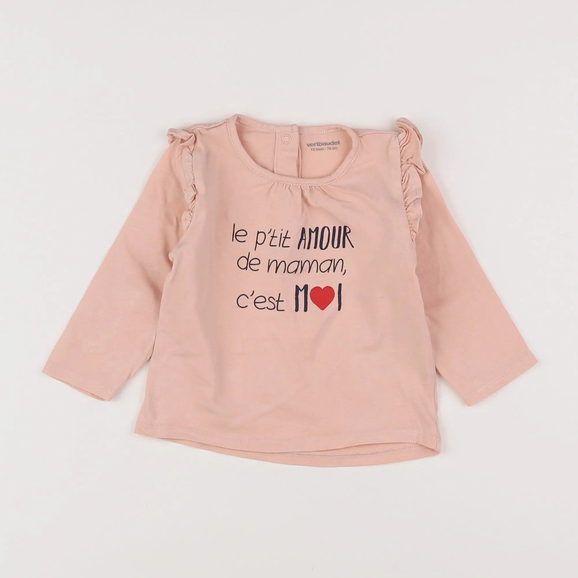 Vertbaudet - tee-shirt rose - 12 mois