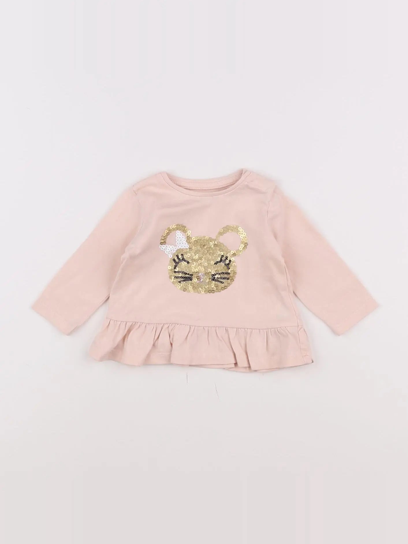 Vertbaudet - tee-shirt rose, or - 3 mois