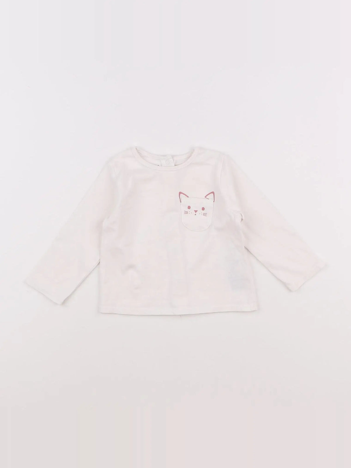 Vertbaudet - tee-shirt blanc, rose - 6 mois