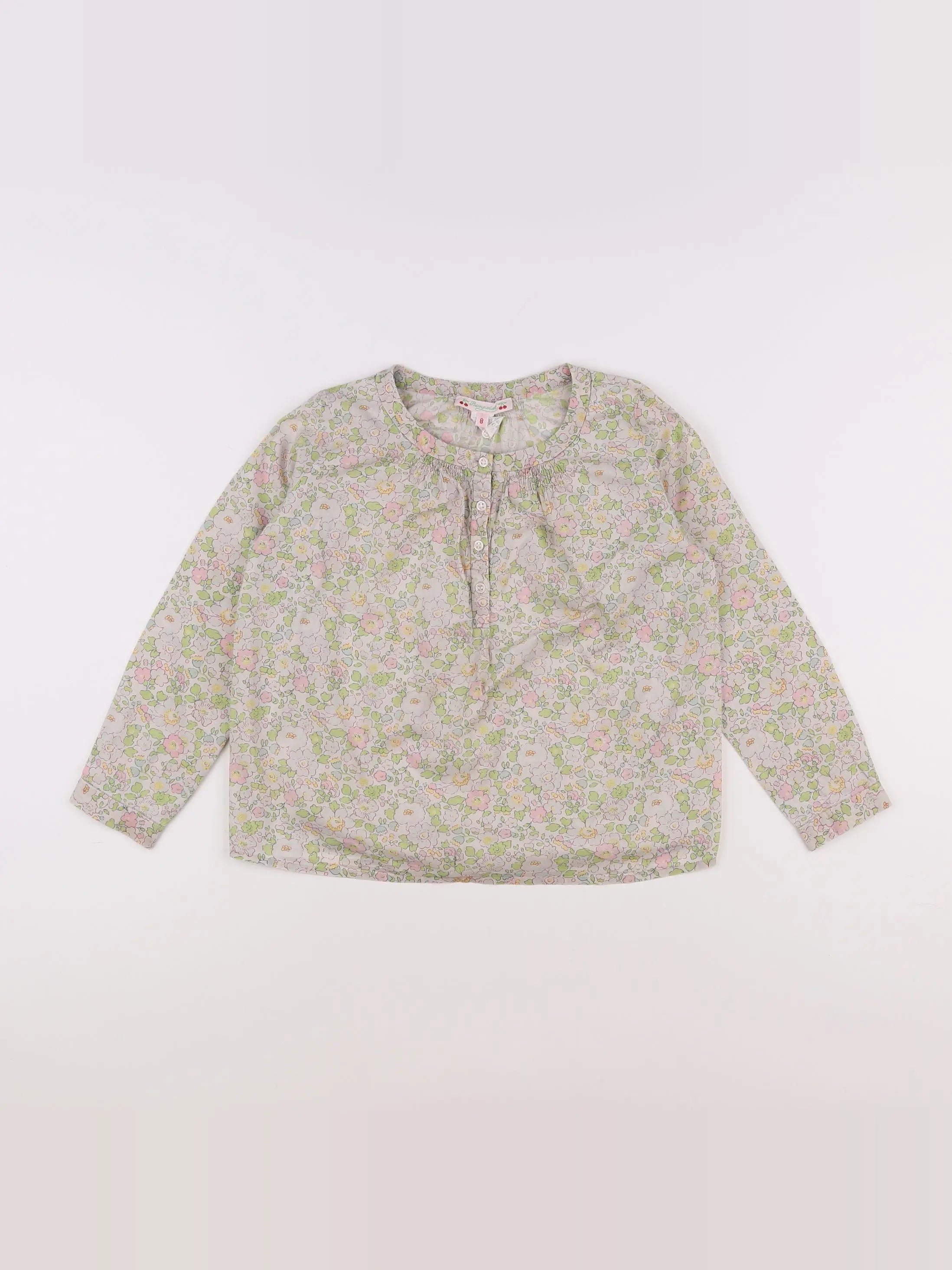 Bonpoint - blouse vert, rose - 8 ans