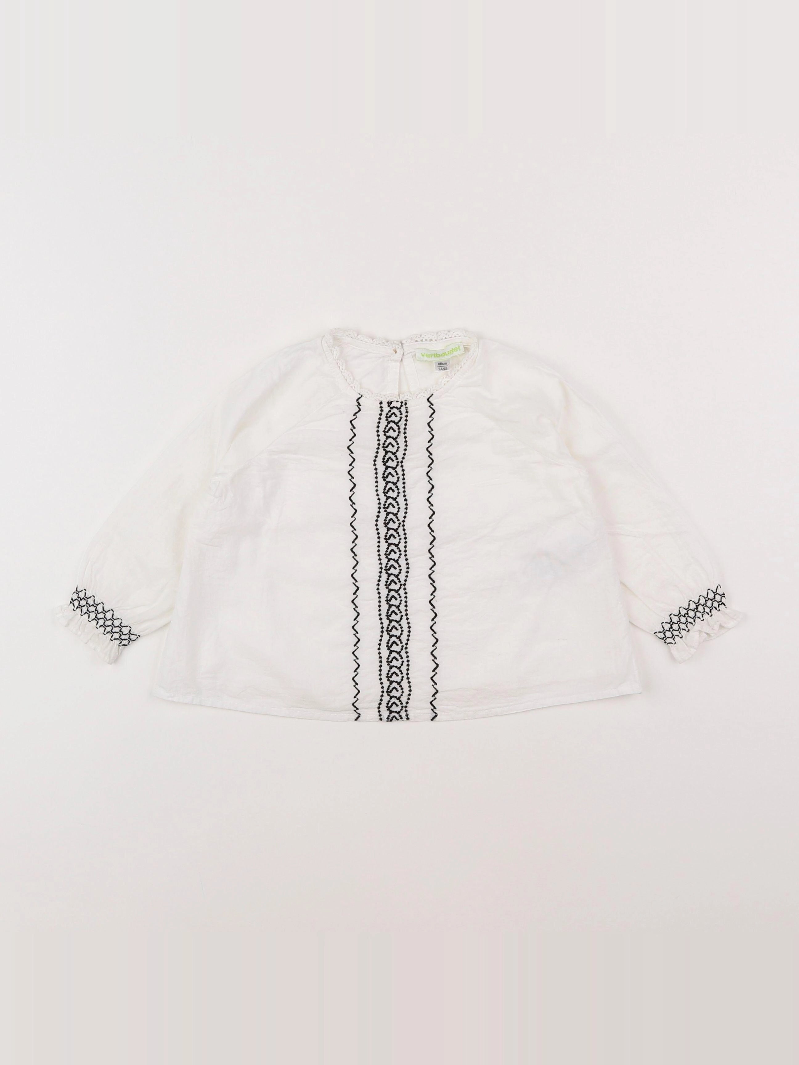 Vertbaudet - blouse blanc, noir - 2 ans
