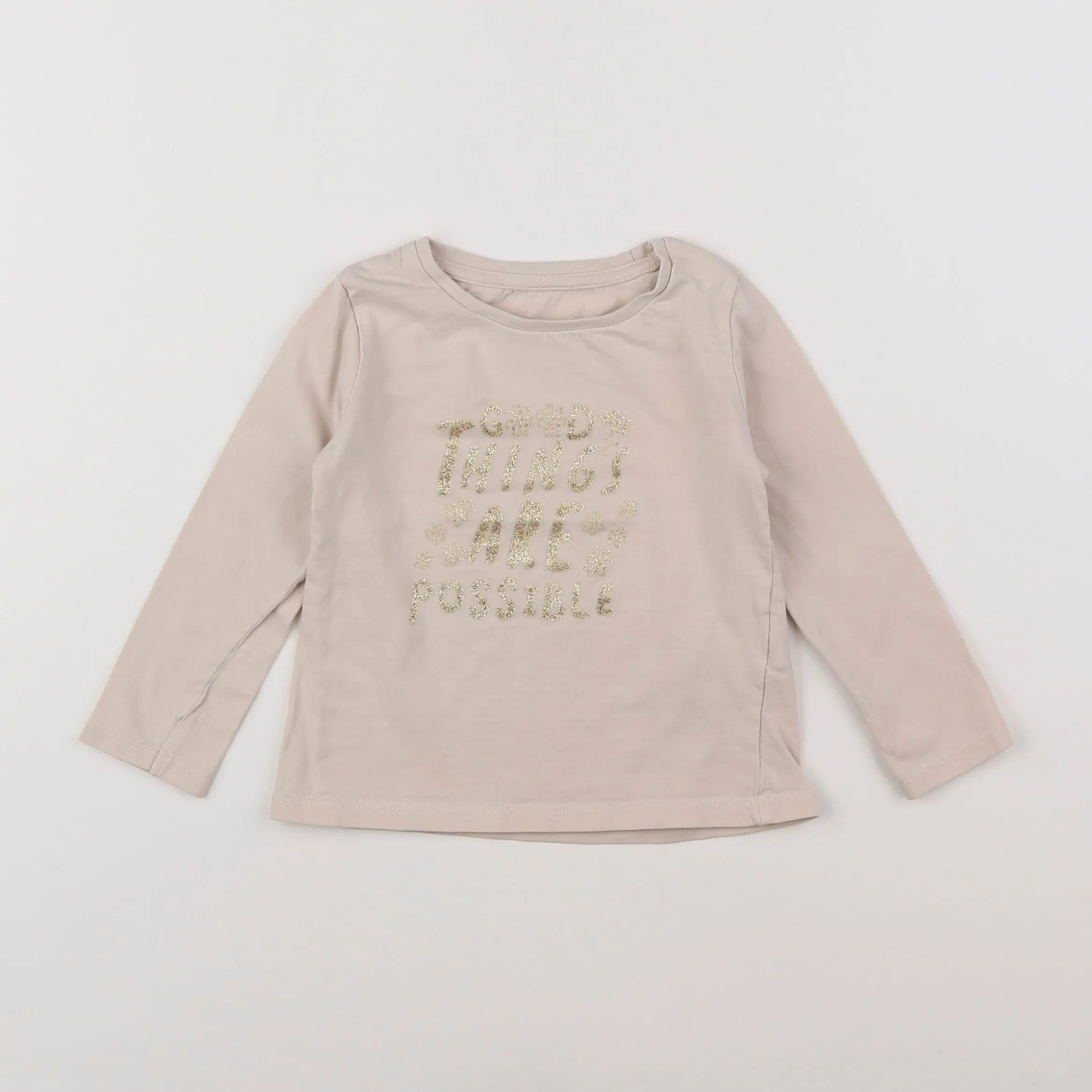 Vertbaudet - tee-shirt beige - 2 ans