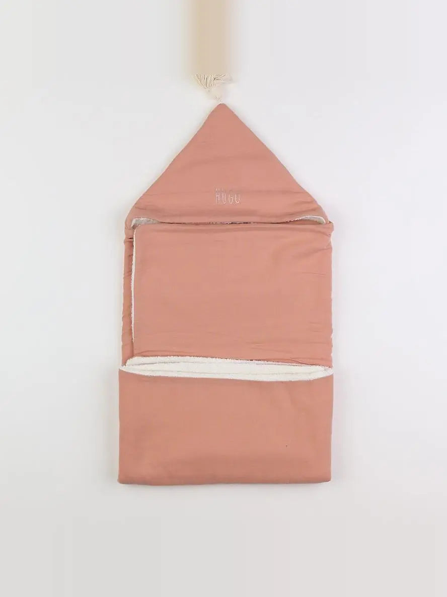 Petit Picotin - "HUGO" cape de bain rose - 102x62 cm