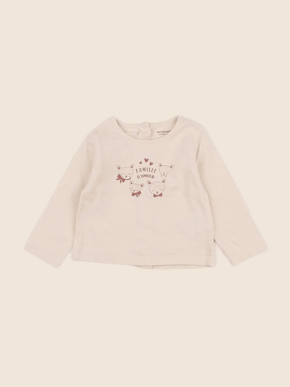 Vertbaudet - tee-shirt beige - 6 mois