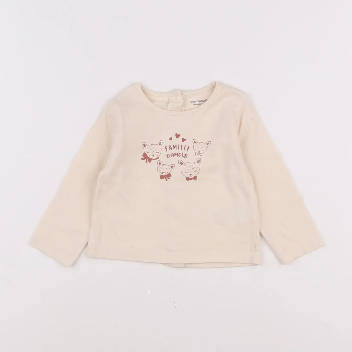 Vertbaudet - tee-shirt beige - 6 mois