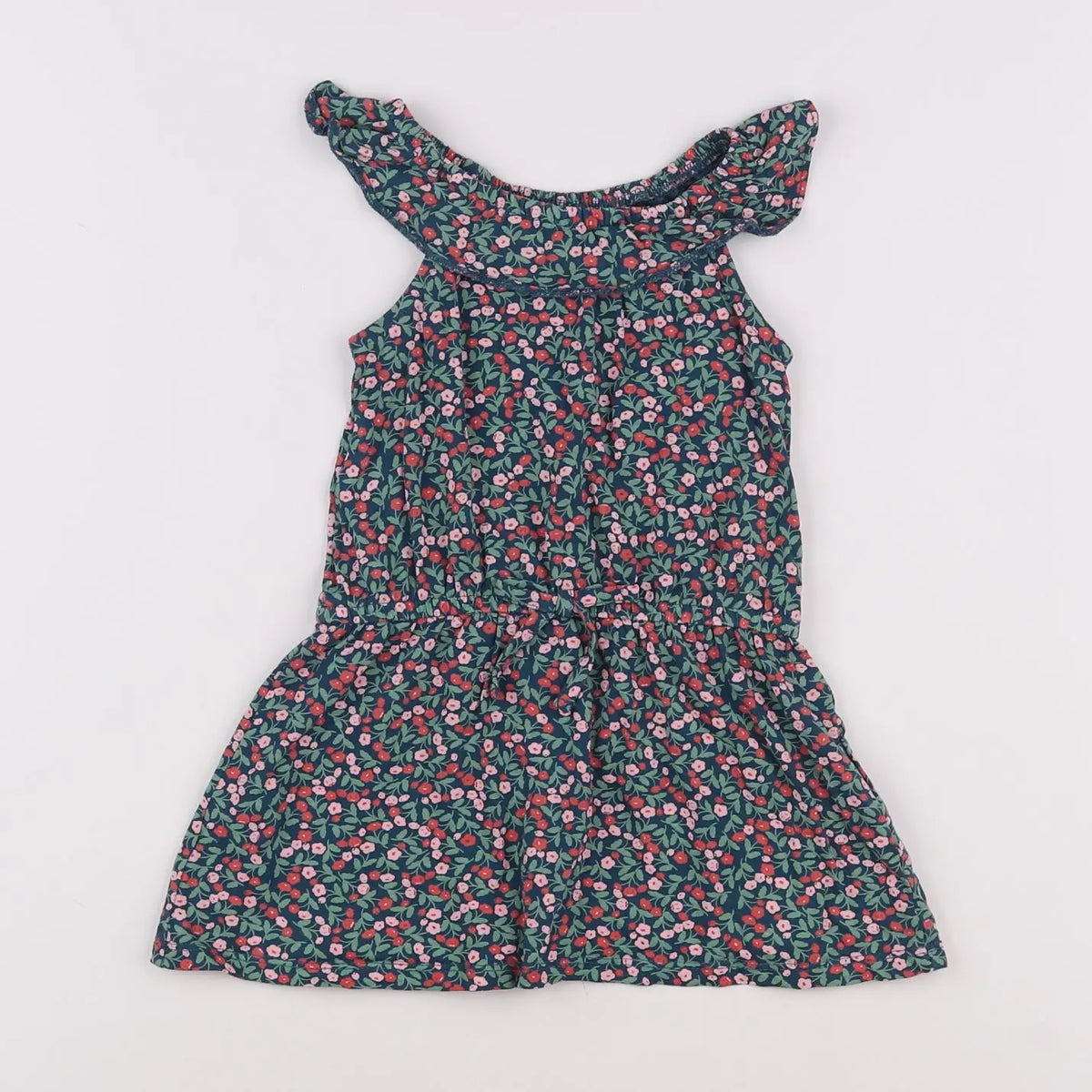 Vertbaudet - robe vert, rouge - 2 ans