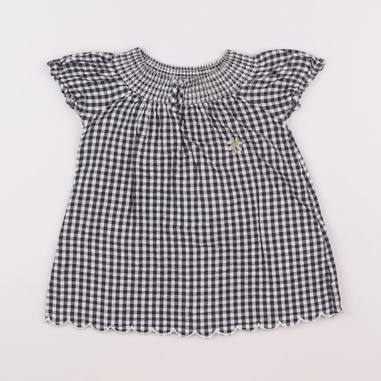 Vertbaudet - robe gris, blanc - 6 mois