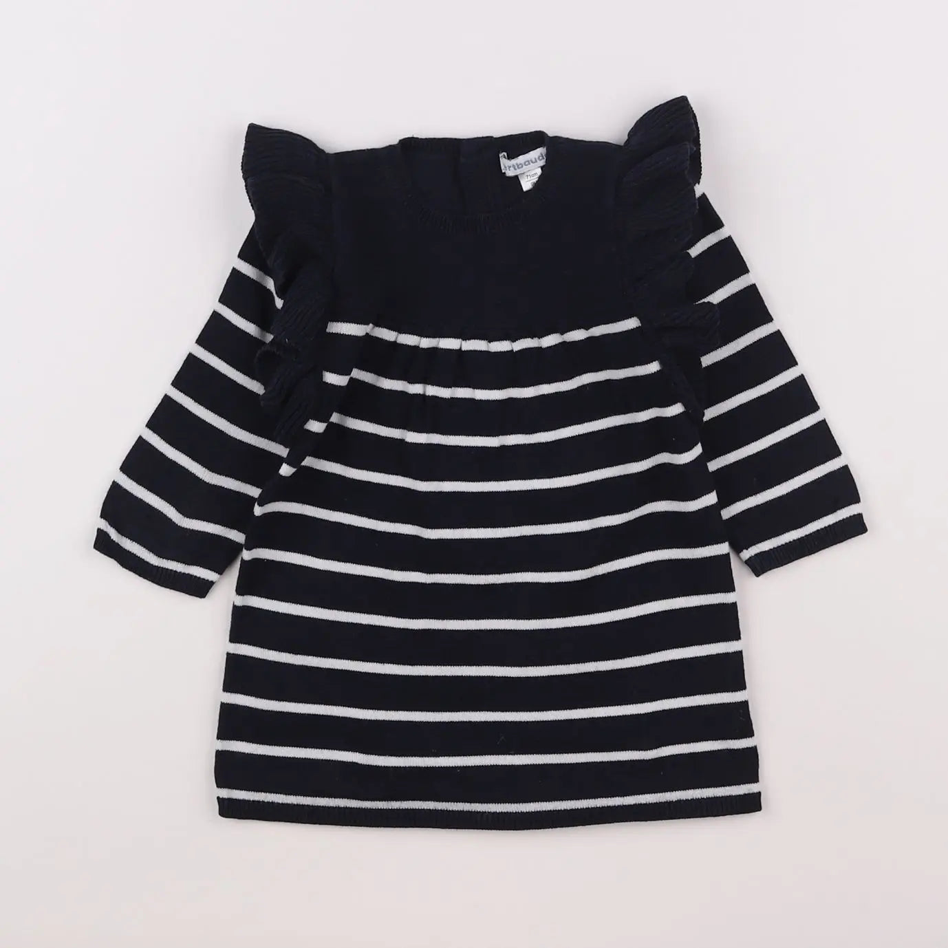 Vertbaudet - robe bleu, blanc - 9 mois