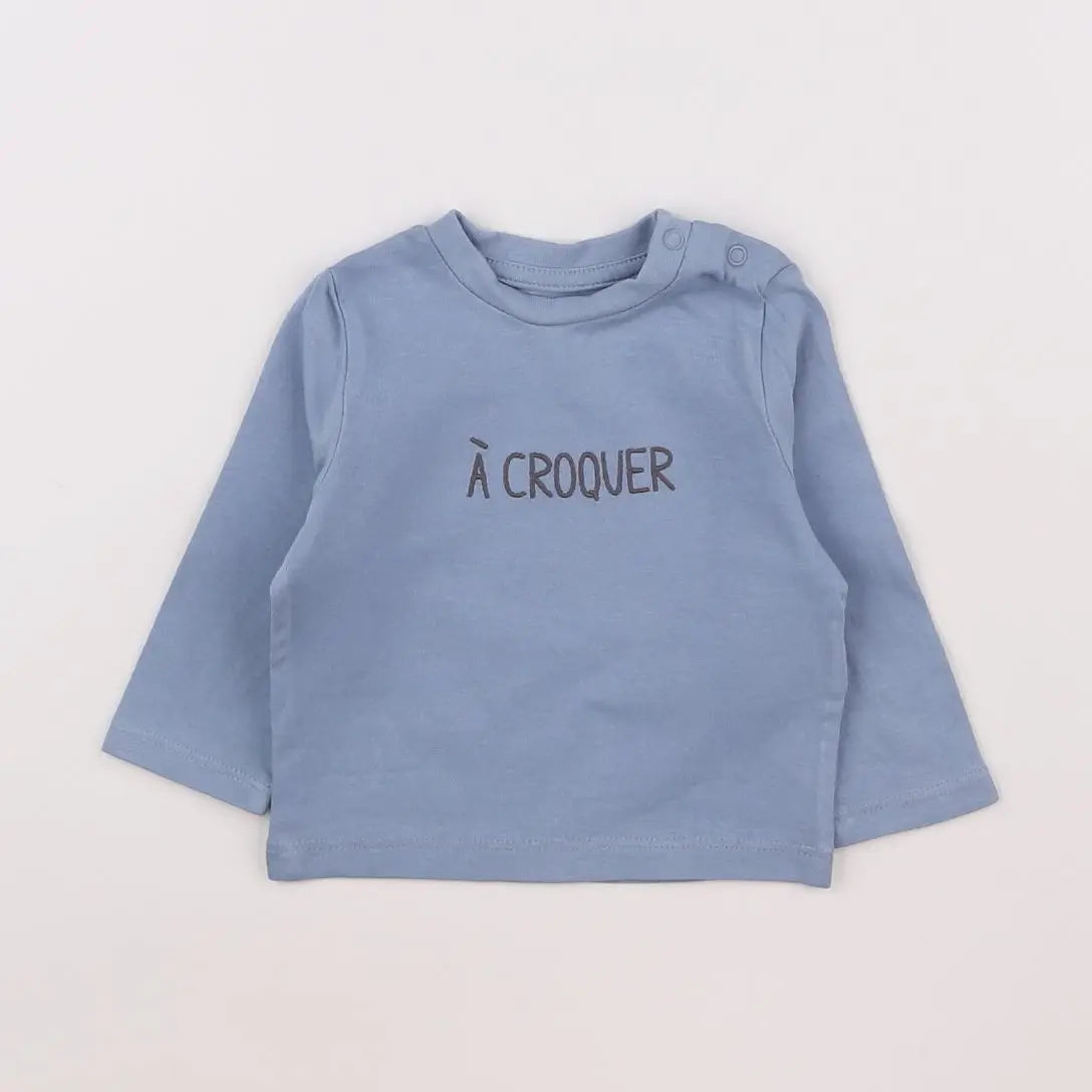 Vertbaudet - tee-shirt bleu - 3 mois