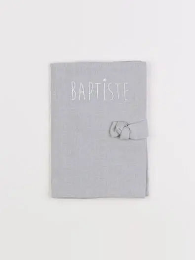 Petit Picotin - "BAPTISTE" protège carnet de santé gris 