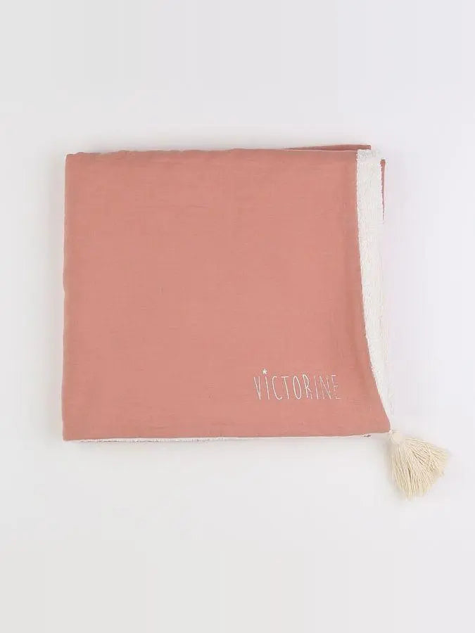 Petit Picotin - "VICTORINE" serviette de bain rose - 130X75 cm