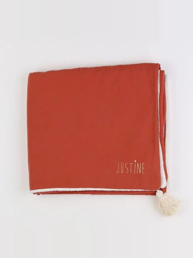 Petit Picotin - "JUSTINE" serviette de bain rouge - 130X75 cm