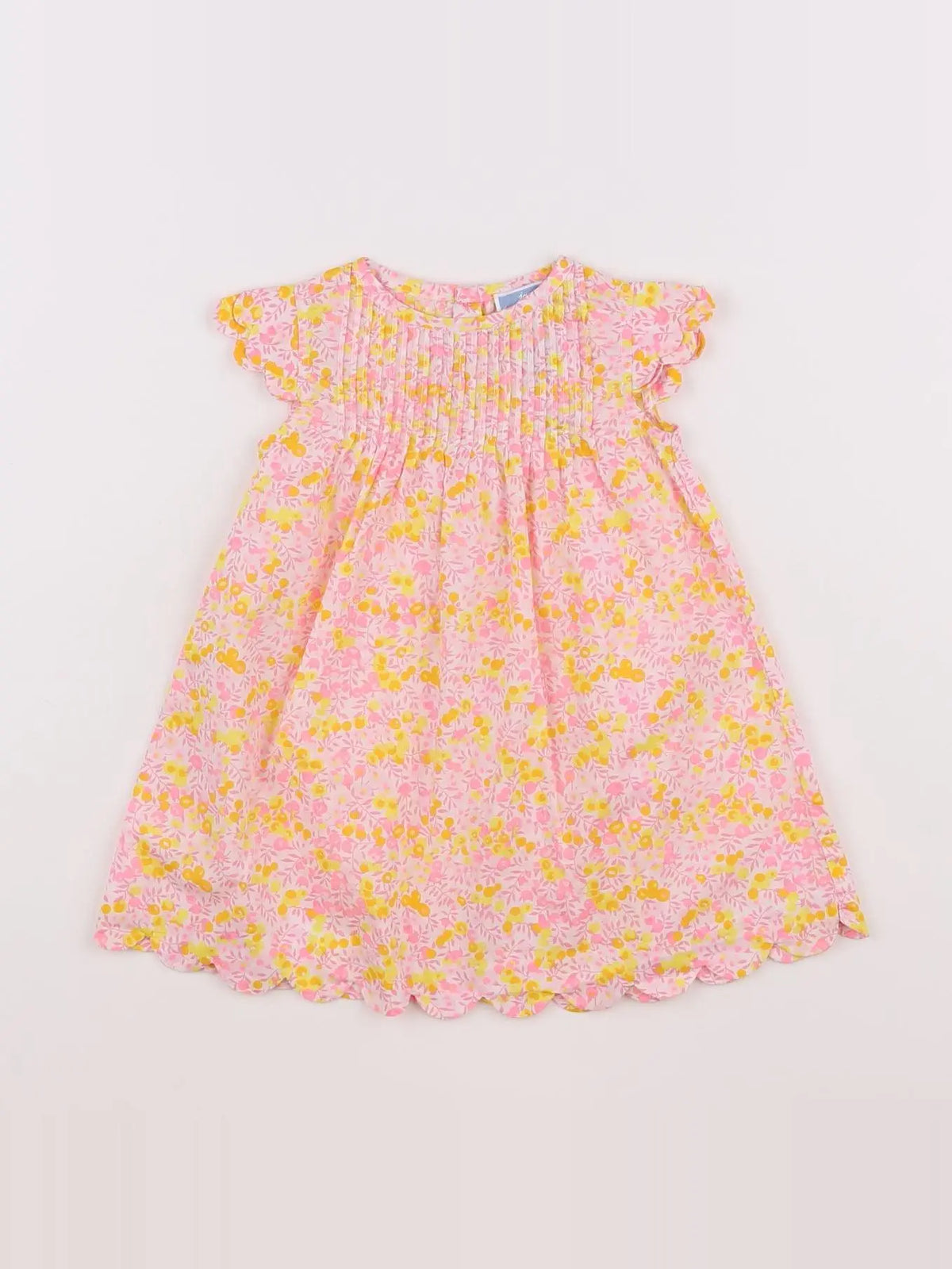 Jacadi - robe liberty jaune, rose - 12 mois