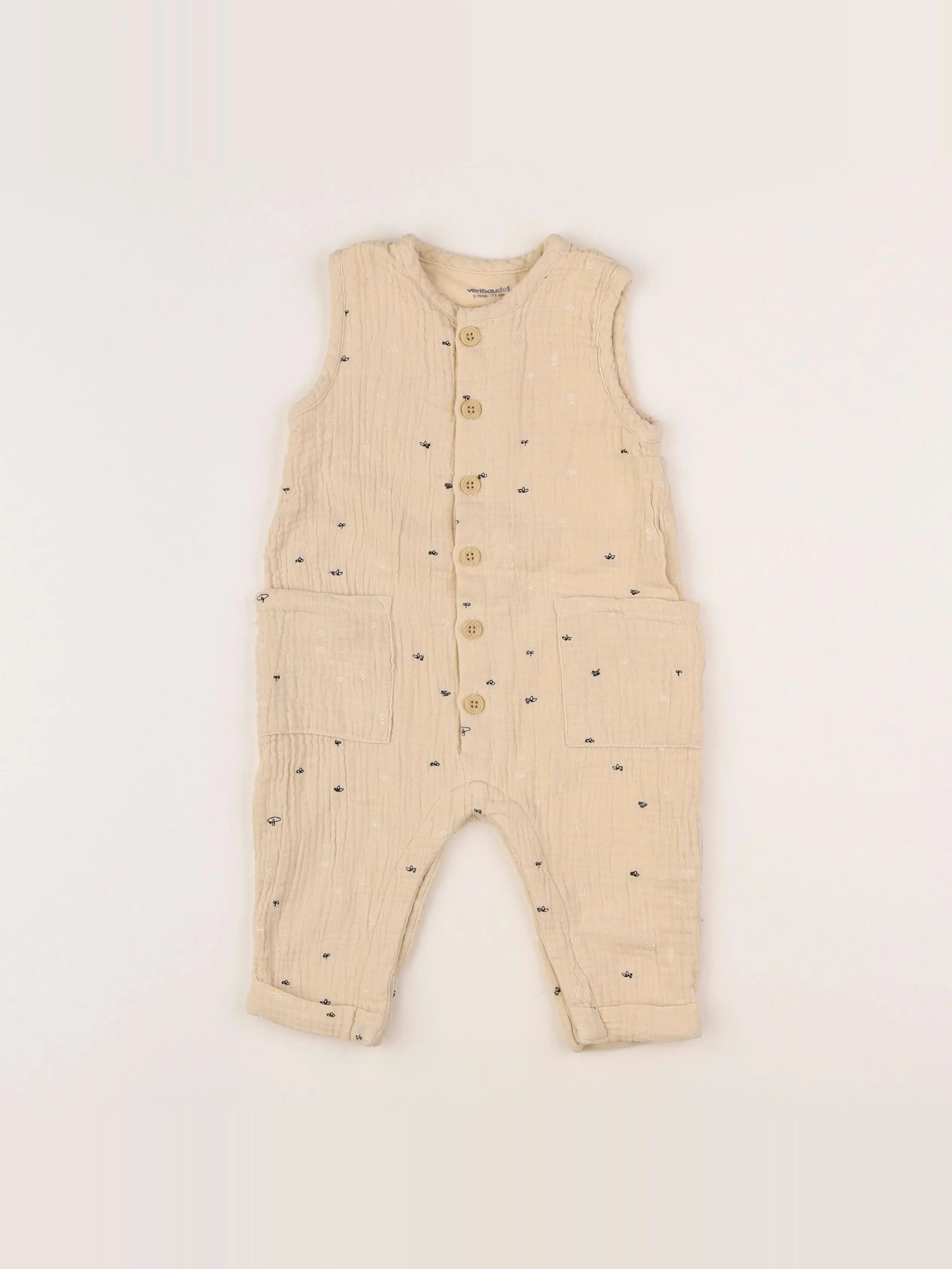 Vertbaudet - combinaison beige - 9 mois