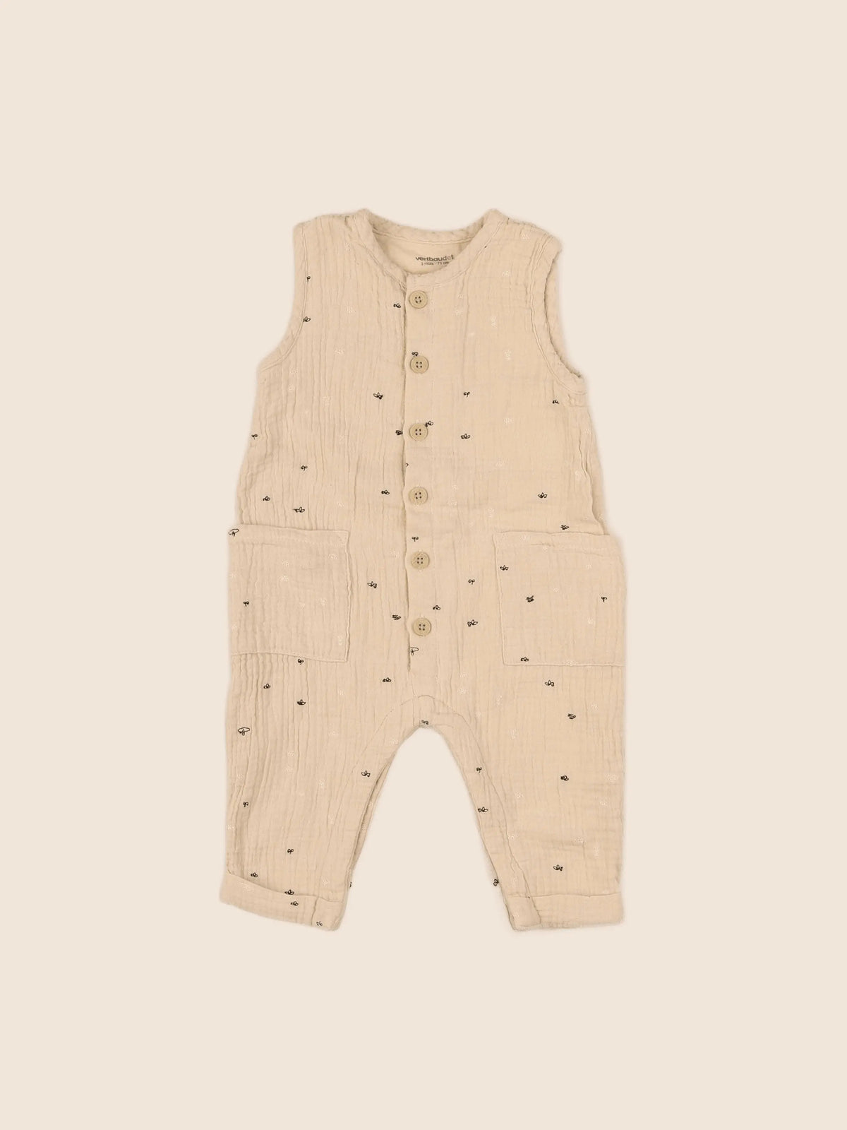 Vertbaudet - combinaison beige - 9 mois