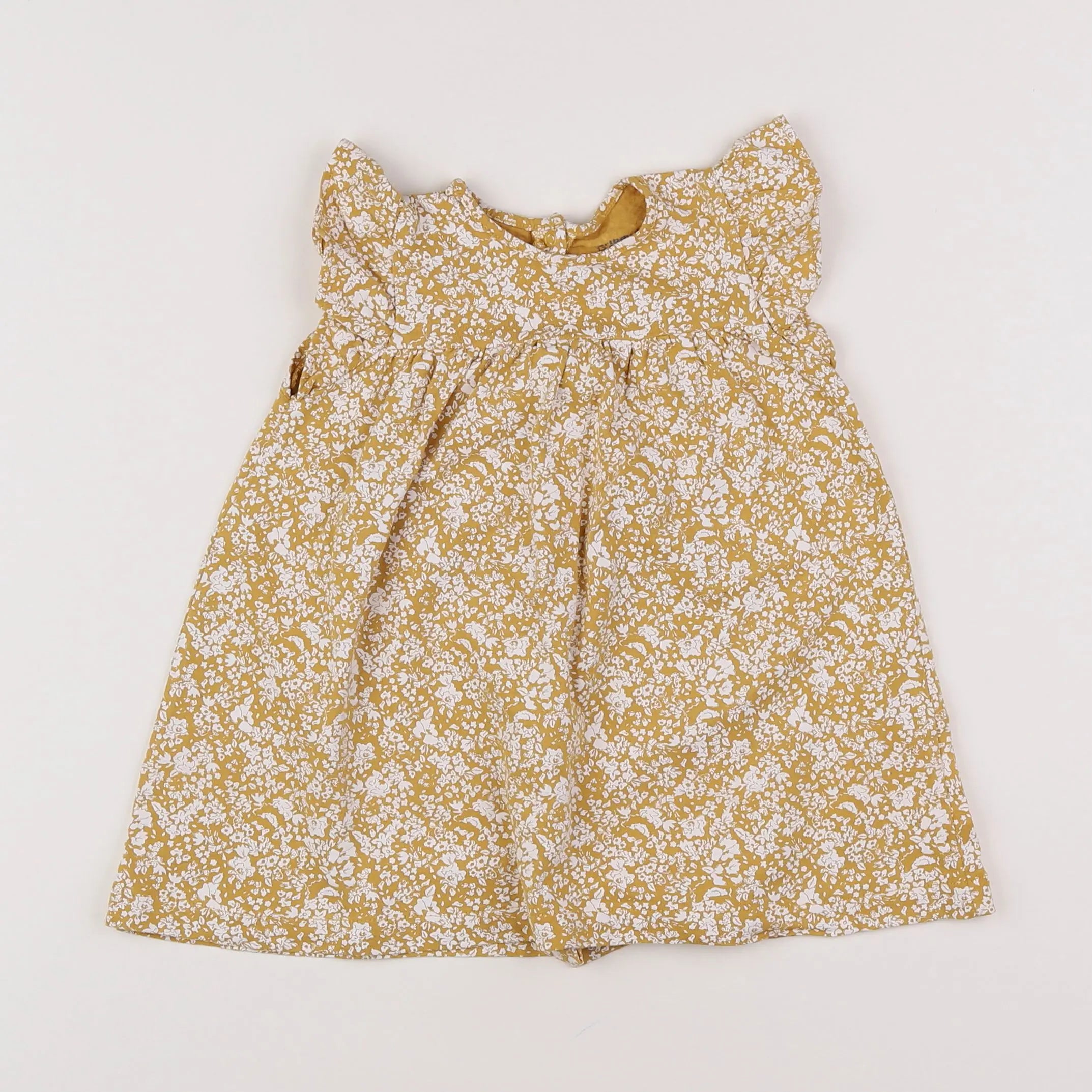 Vertbaudet - robe jaune, blanc - 12 mois