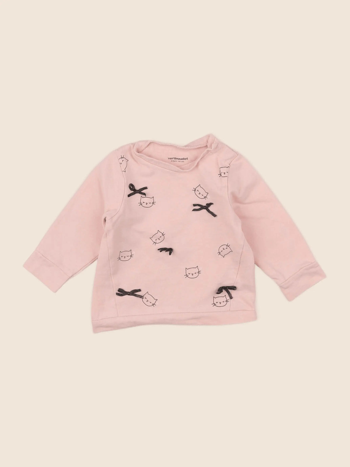 Vertbaudet - sweat rose - 6 mois