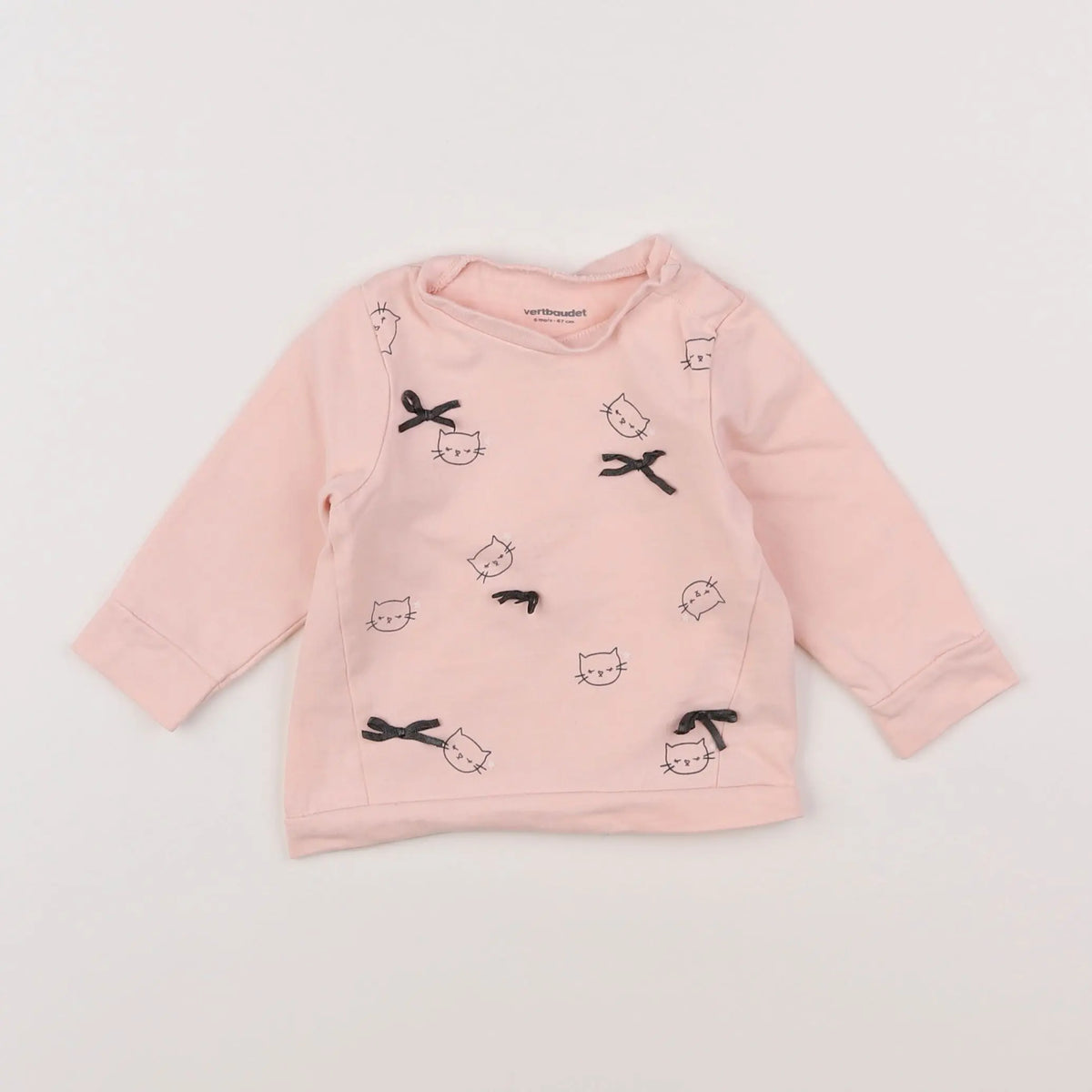 Vertbaudet - sweat rose - 6 mois