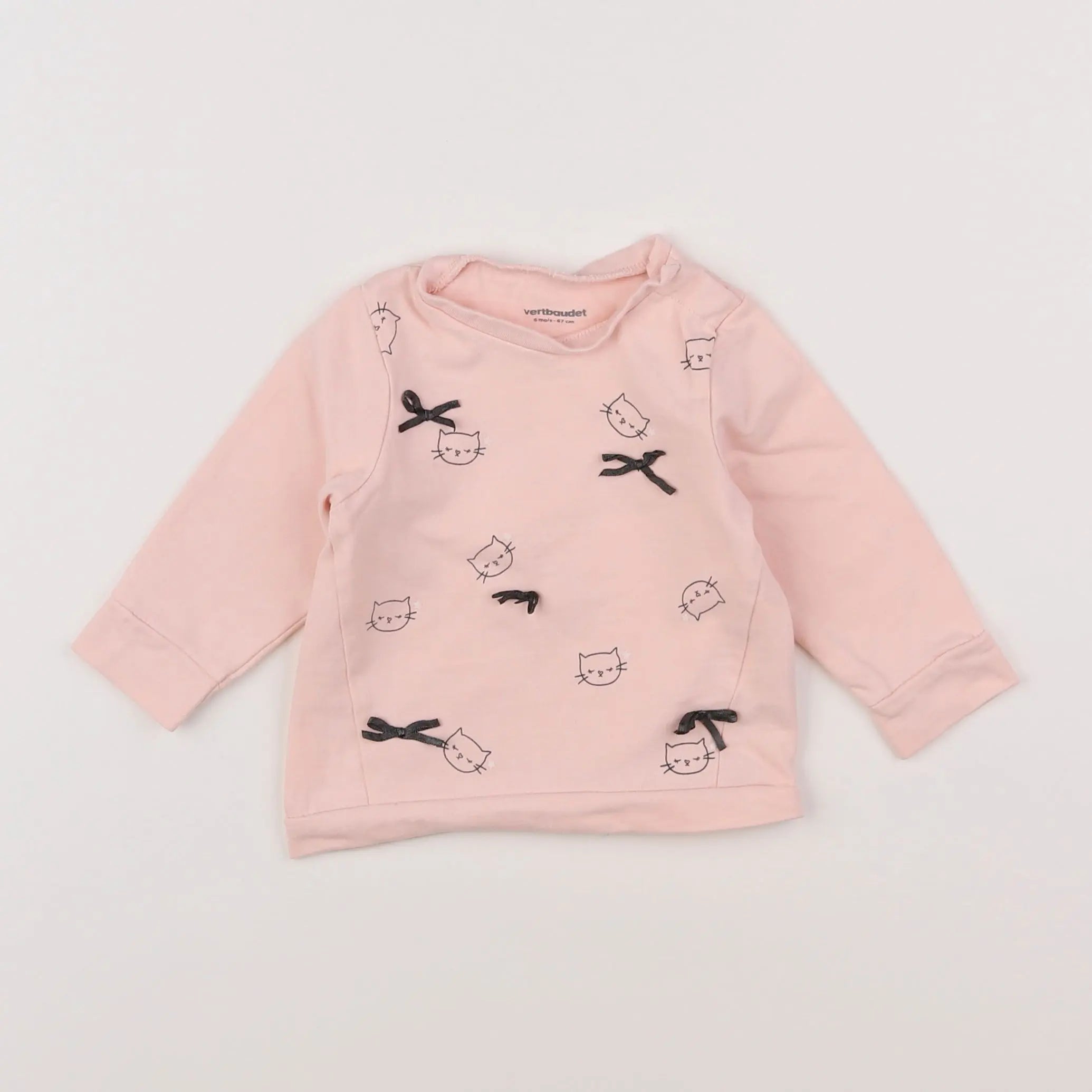 Vertbaudet - sweat rose - 6 mois