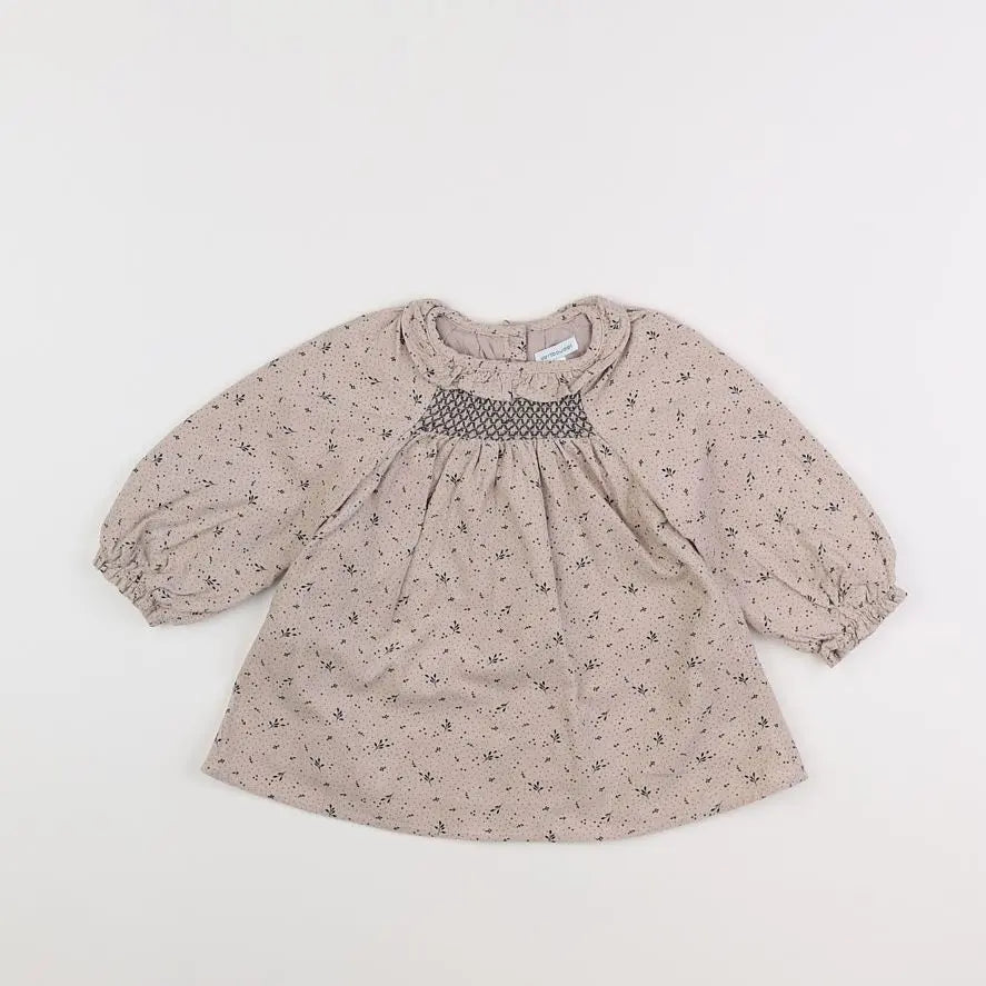 Vertbaudet - robe beige, bleu - 18 mois