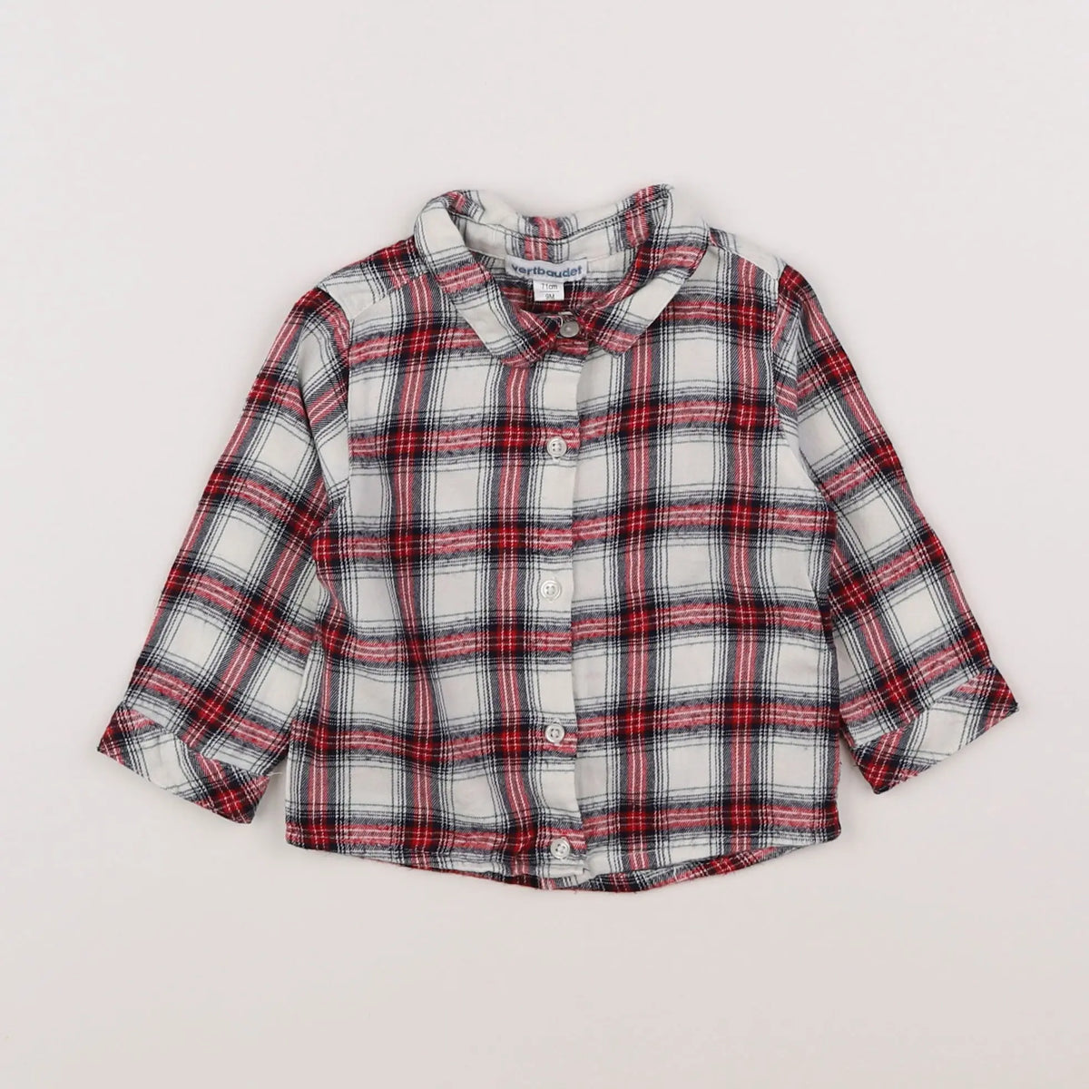 Vertbaudet - chemise rouge - 9 mois